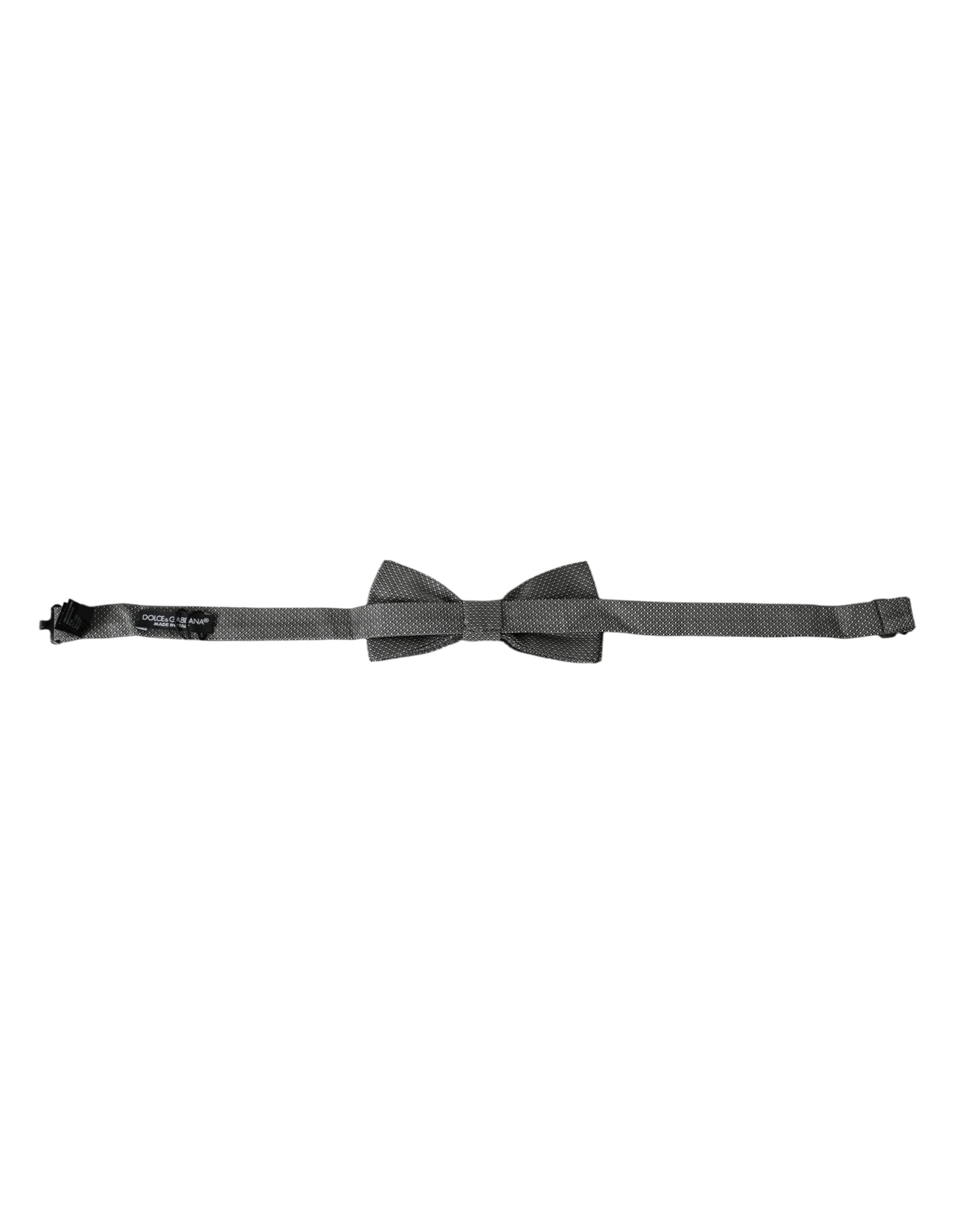 Dolce & Gabbana Dolce & Gabbana Gray Silk Patterned Adjustable Neck Men Bow Men's Tie