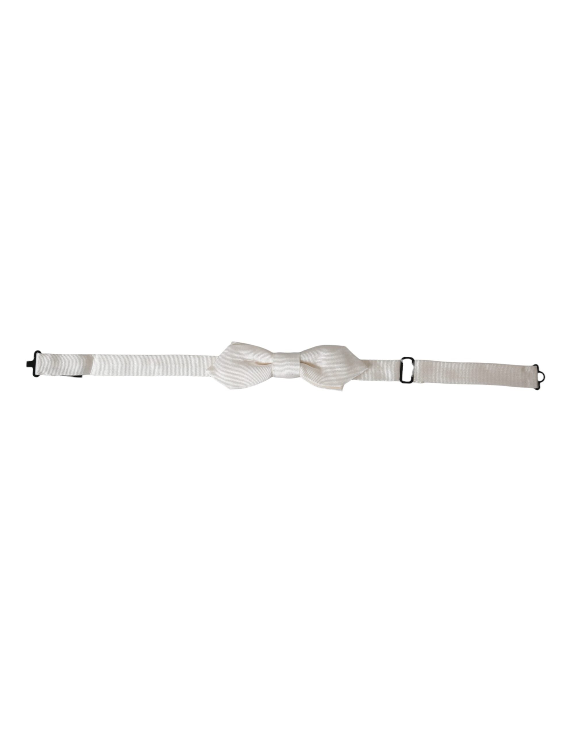 Dolce & Gabbana Dolce & Gabbana White Silk Adjustable Neck Men Papillon Bow Men's Tie