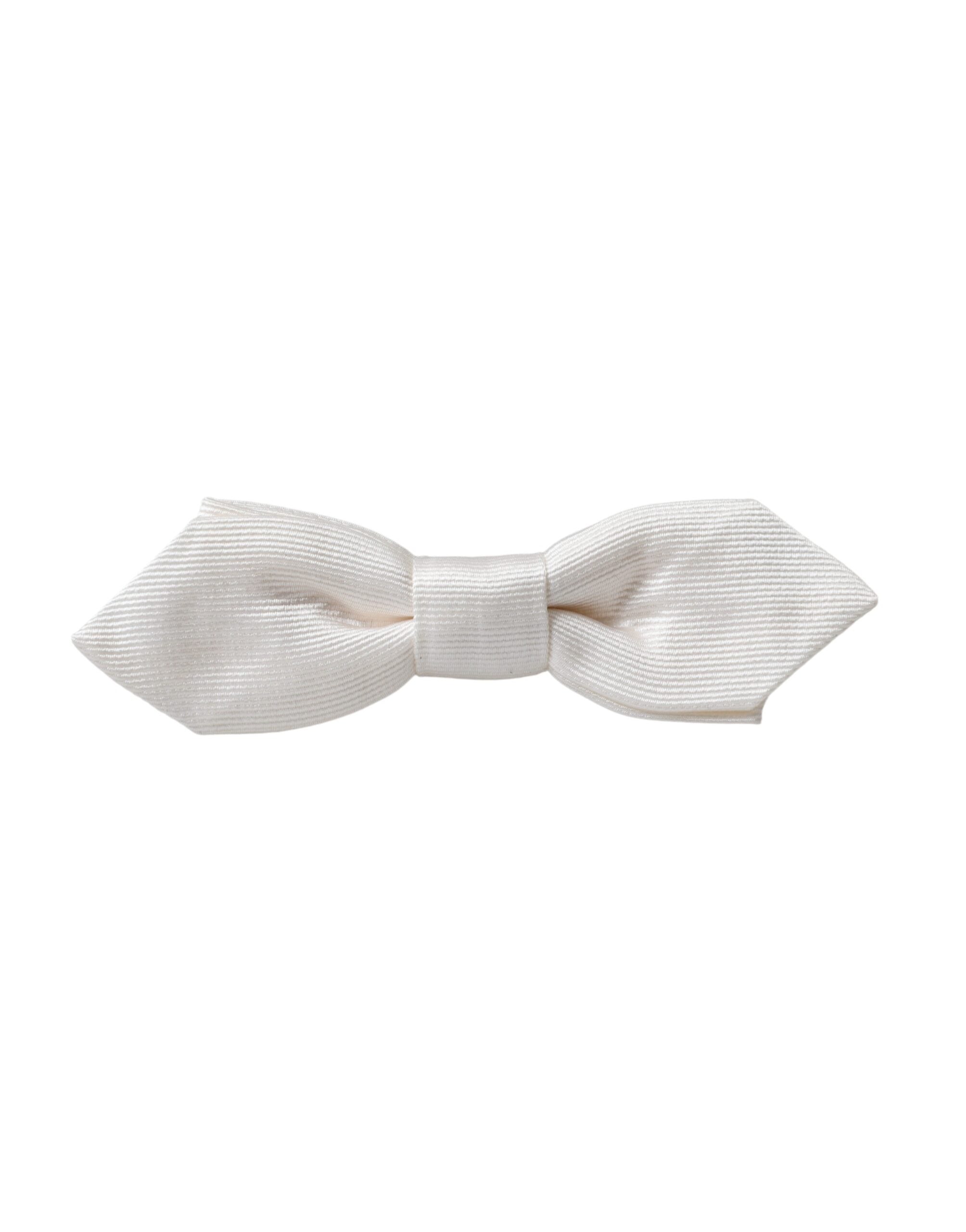 Dolce & Gabbana Dolce & Gabbana White Silk Adjustable Neck Men Papillon Bow Men's Tie