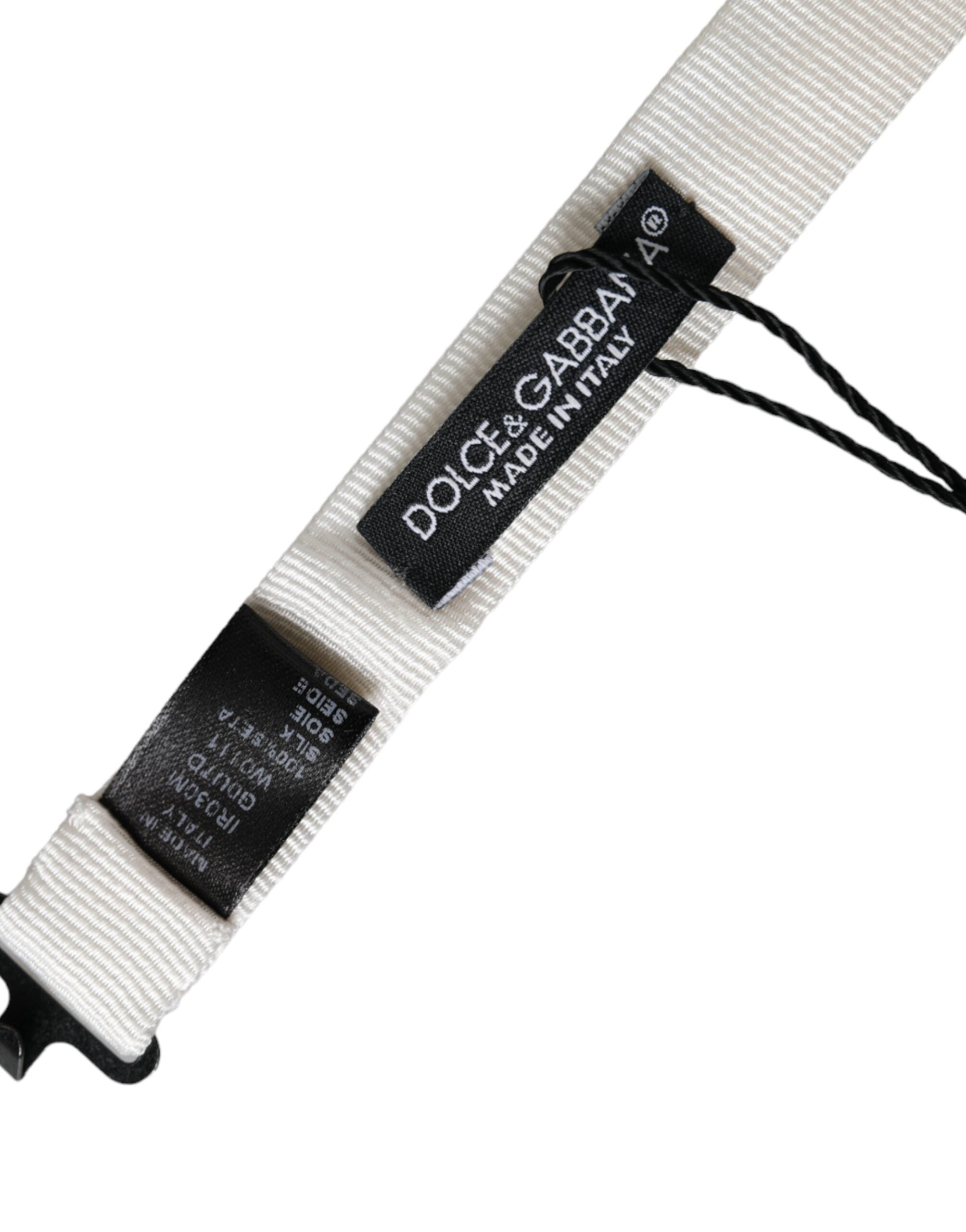 Dolce & Gabbana Dolce & Gabbana White Silk Adjustable Neck Men Papillon Bow Men's Tie