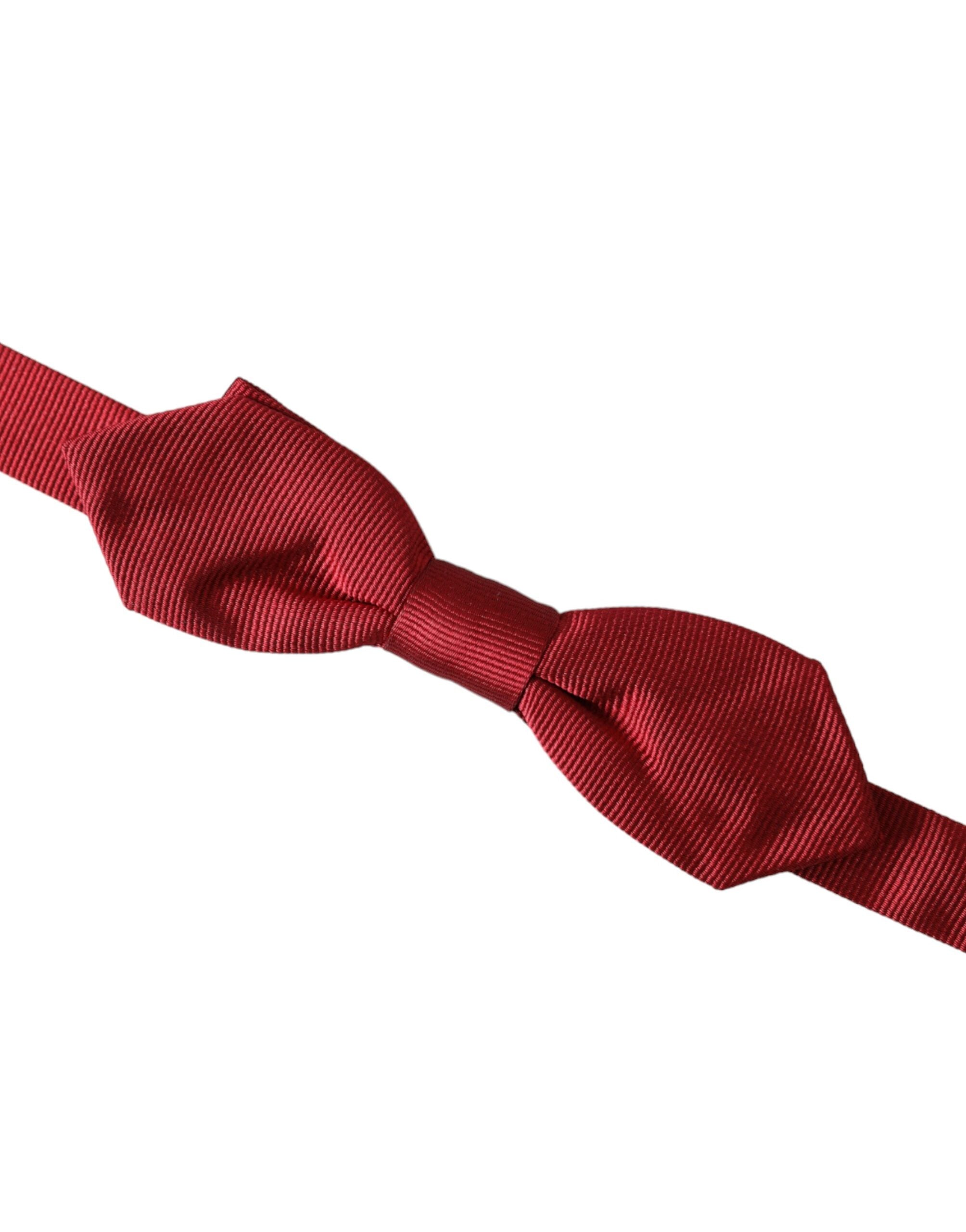 Dolce & Gabbana Dolce & Gabbana Red Silk Jacquard Adjustable Neck Men Bow Men's Tie
