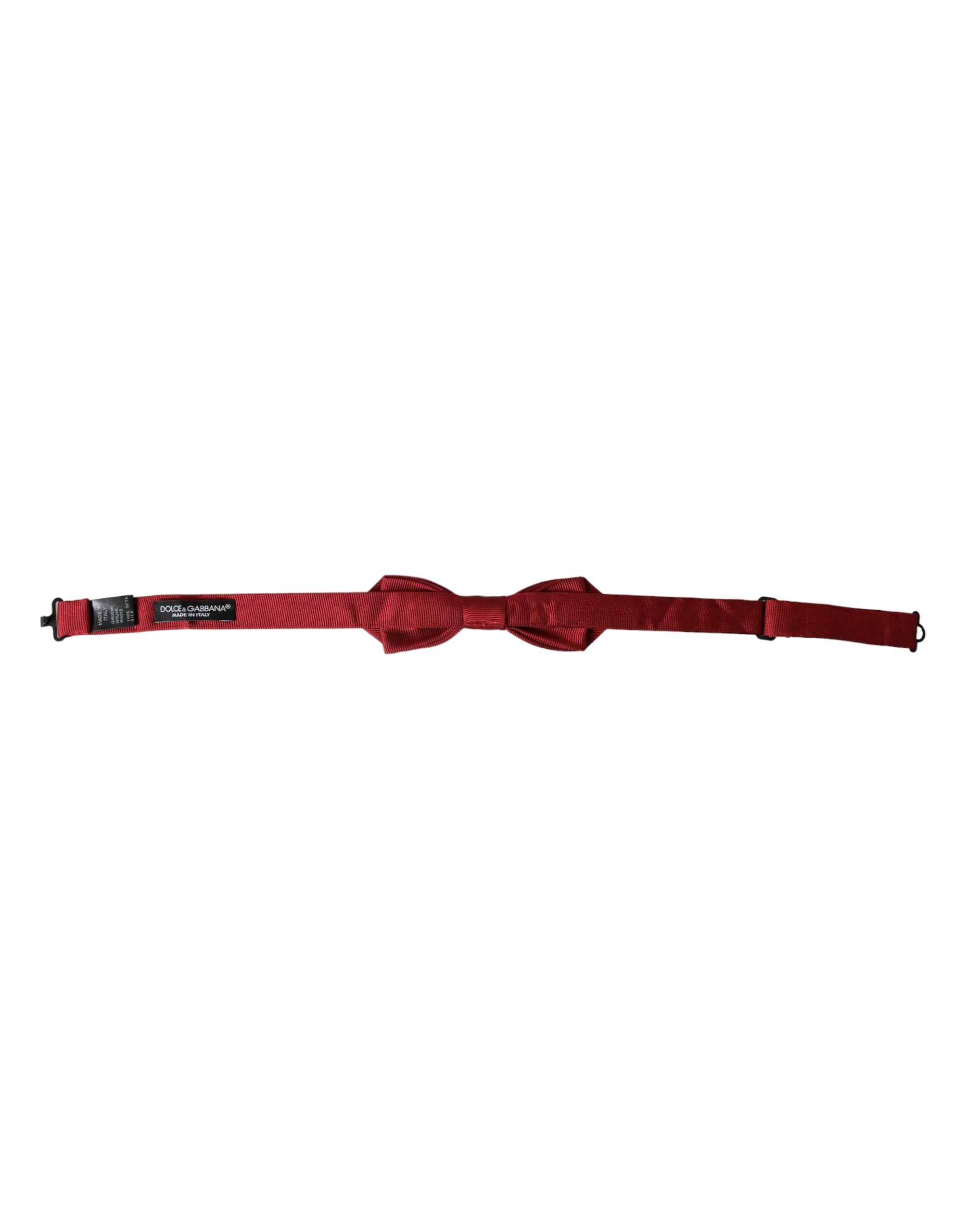 Dolce & Gabbana Dolce & Gabbana Red Silk Jacquard Adjustable Neck Men Bow Men's Tie