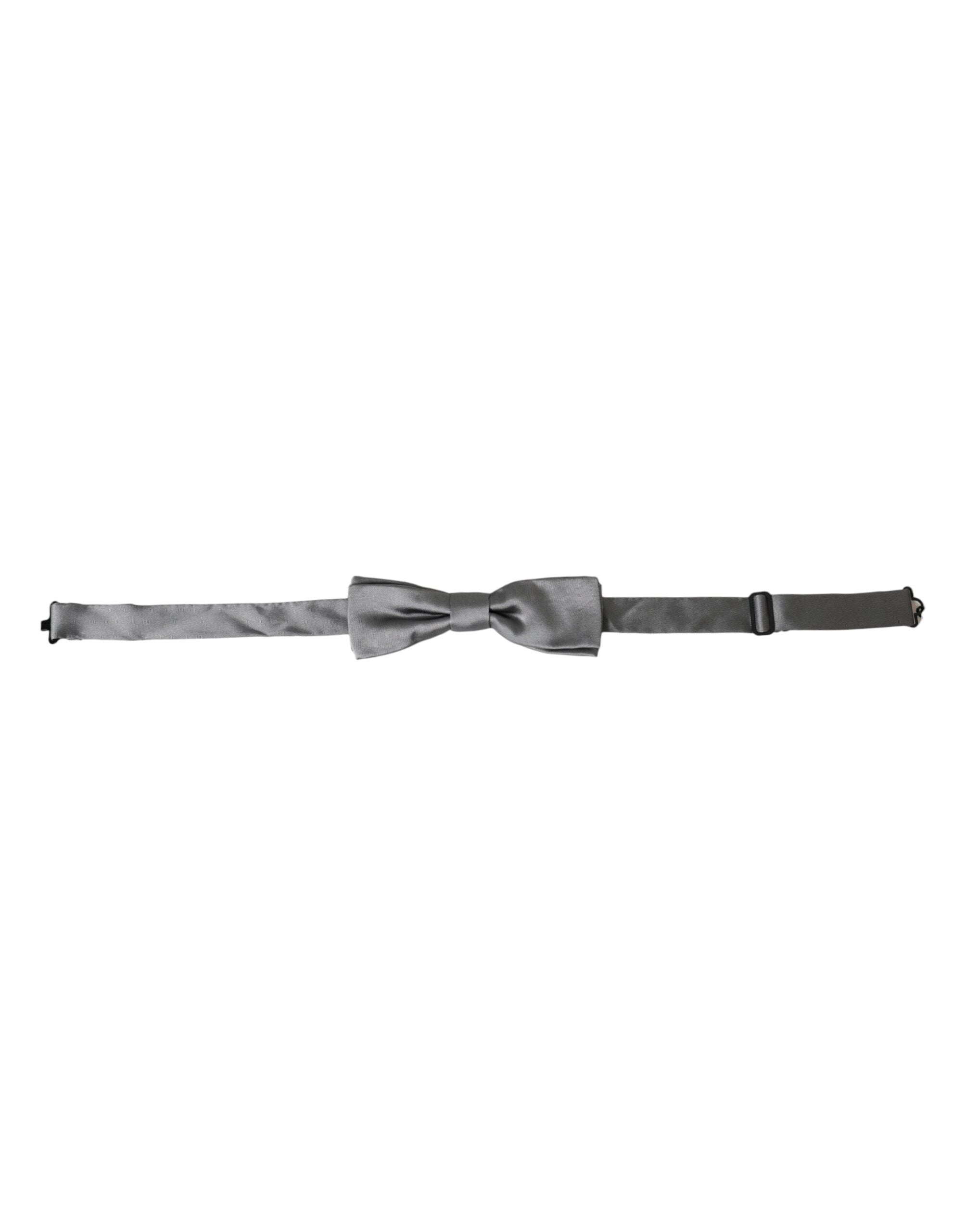 Dolce & Gabbana Dolce & Gabbana Gray Satin Silk Adjustable Neck Men Papillon Bow Men's Tie