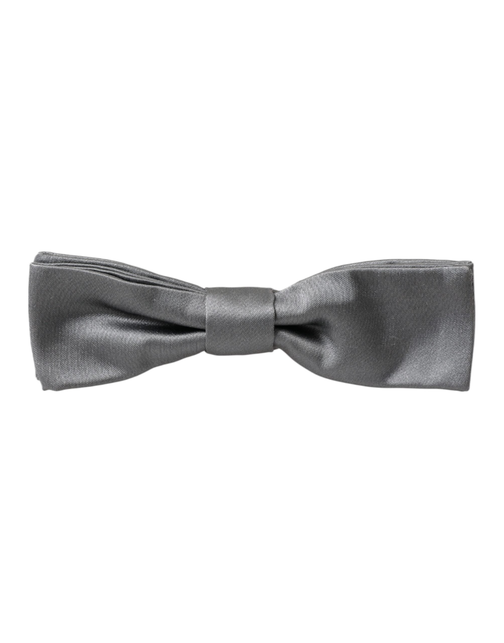 Dolce & Gabbana Dolce & Gabbana Gray Satin Silk Adjustable Neck Men Papillon Bow Men's Tie