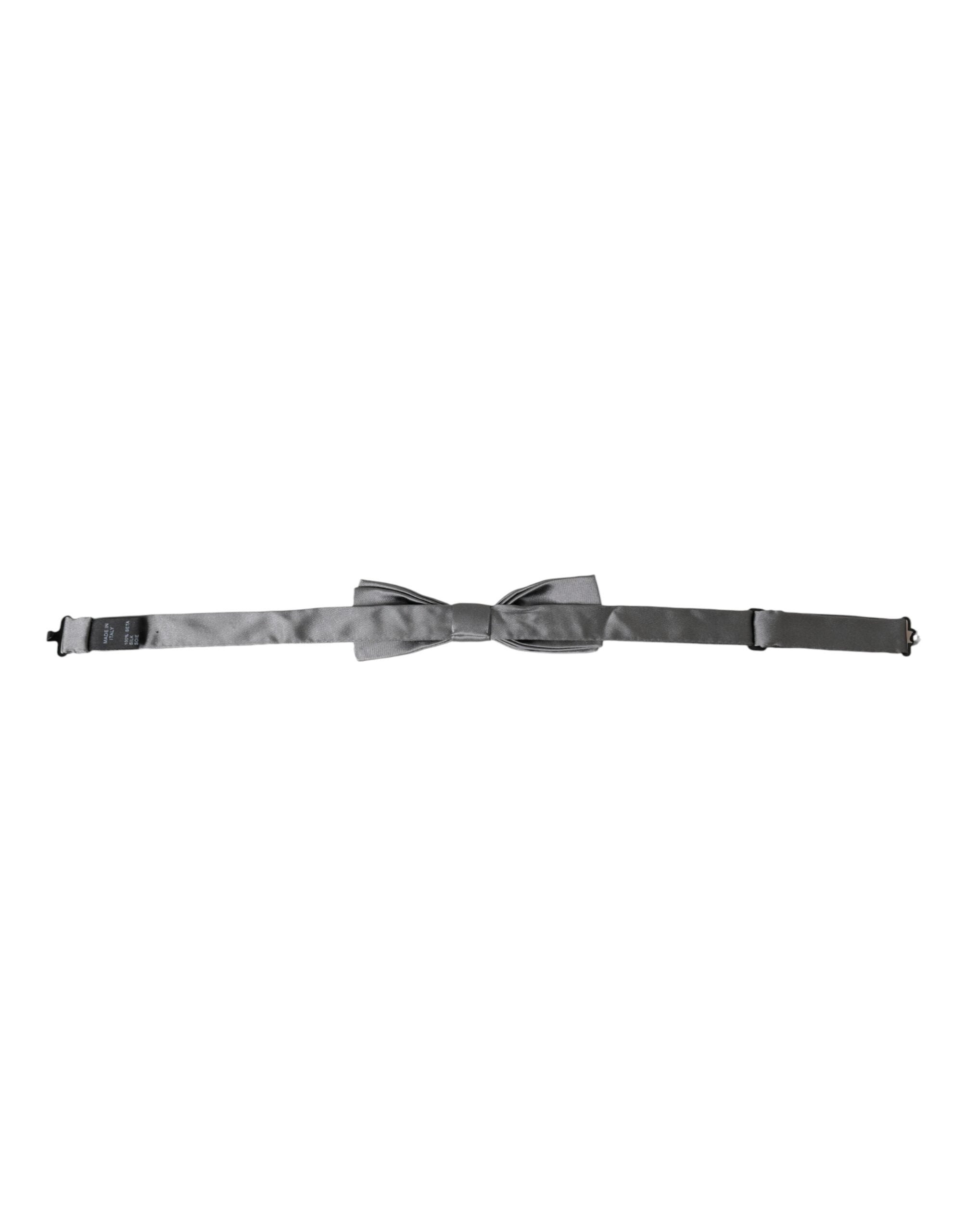 Dolce & Gabbana Dolce & Gabbana Gray Satin Silk Adjustable Neck Men Papillon Bow Men's Tie