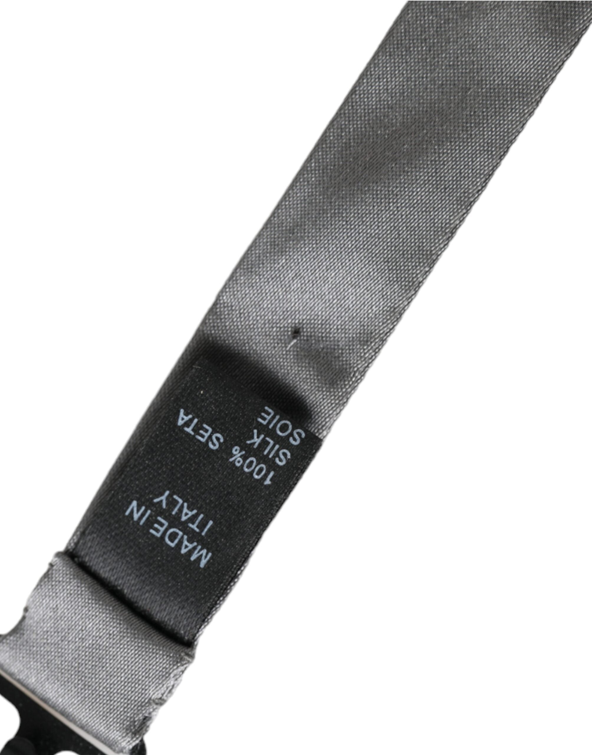 Dolce & Gabbana Dolce & Gabbana Gray Satin Silk Adjustable Neck Men Papillon Bow Men's Tie