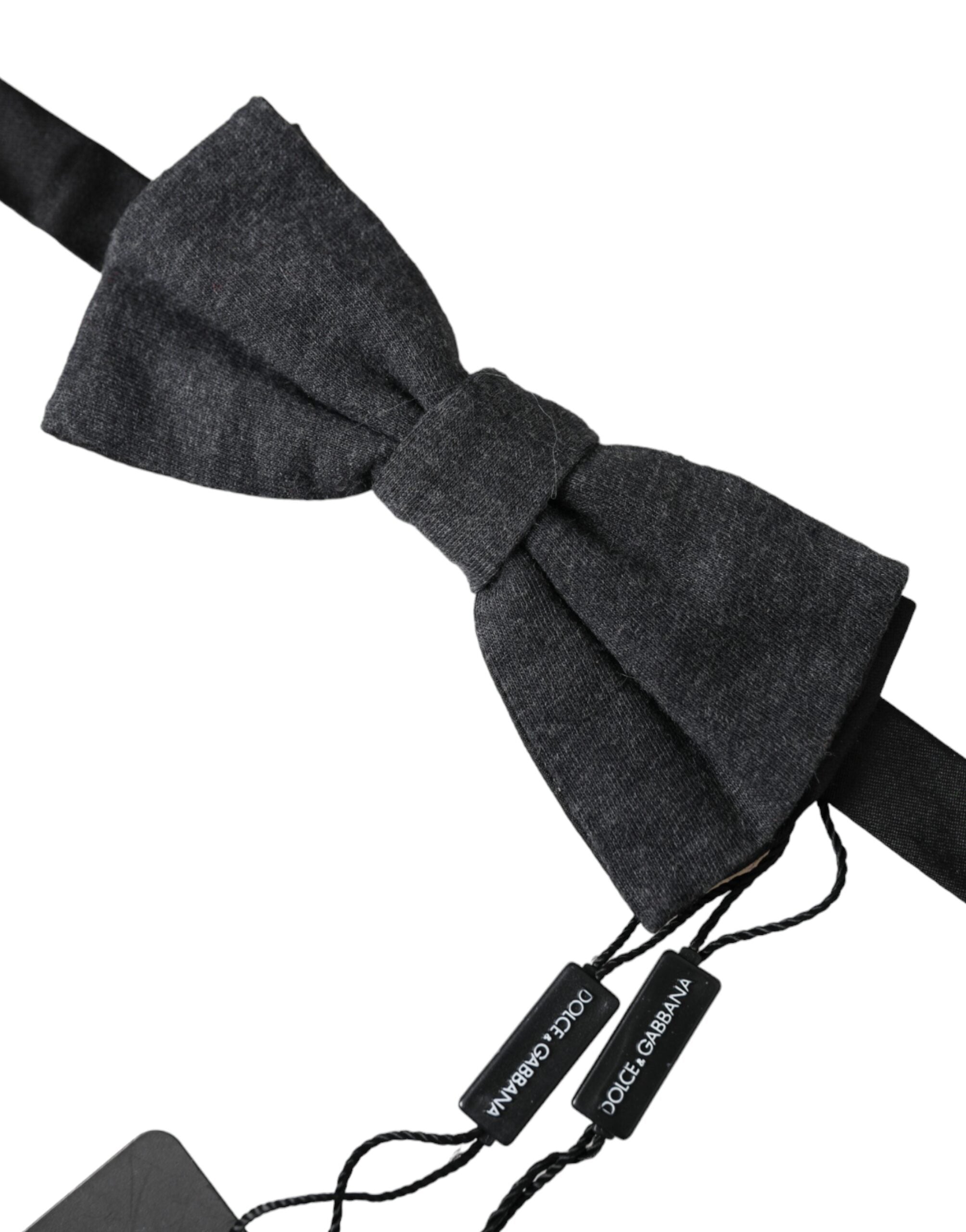 Dolce & Gabbana Dolce & Gabbana Dark Gray Silk Adjustable Neck Men Bow Men's Tie