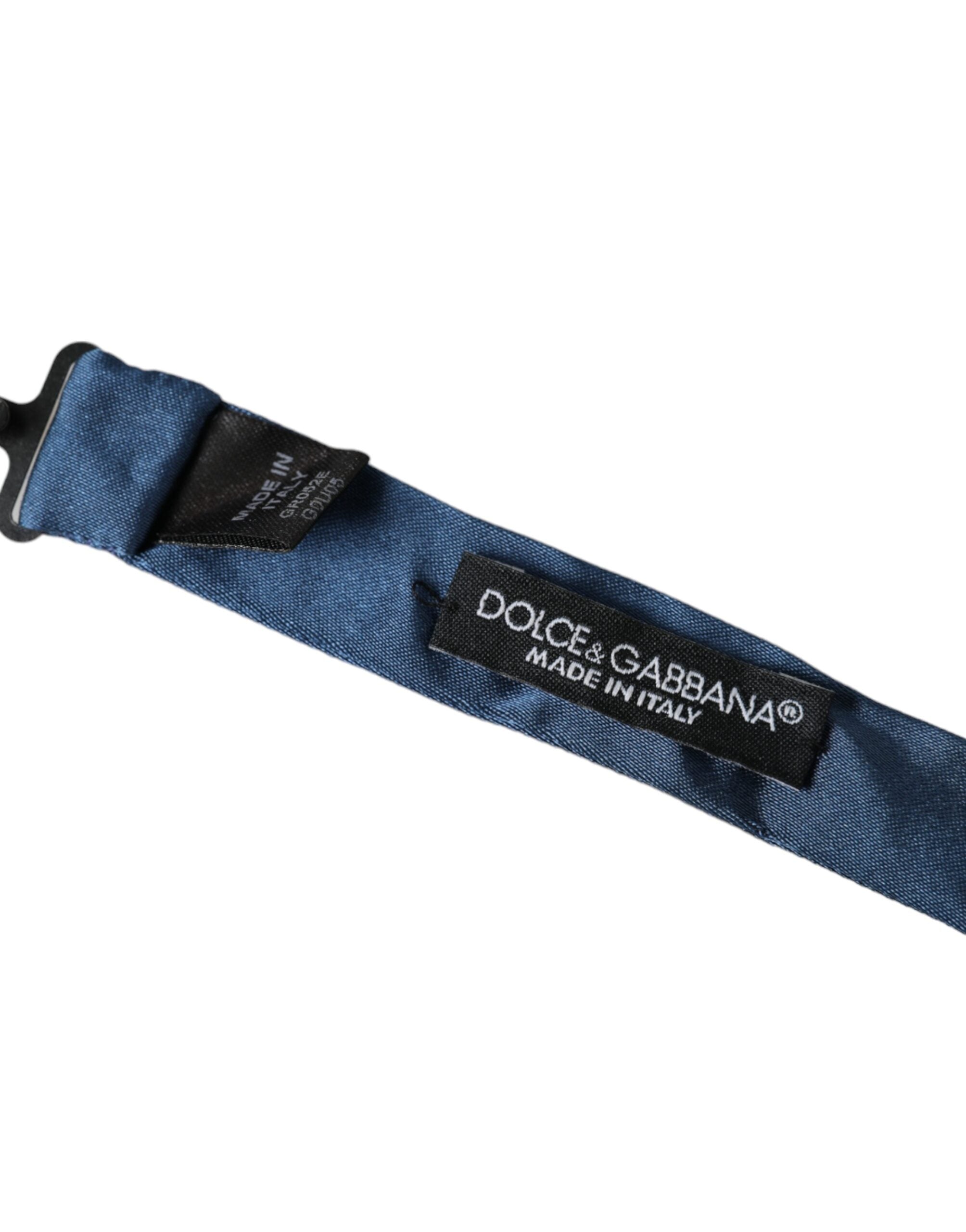 Dolce & Gabbana Dolce & Gabbana Blue Satin Silk Adjustable Neck Men Bow Men's Tie