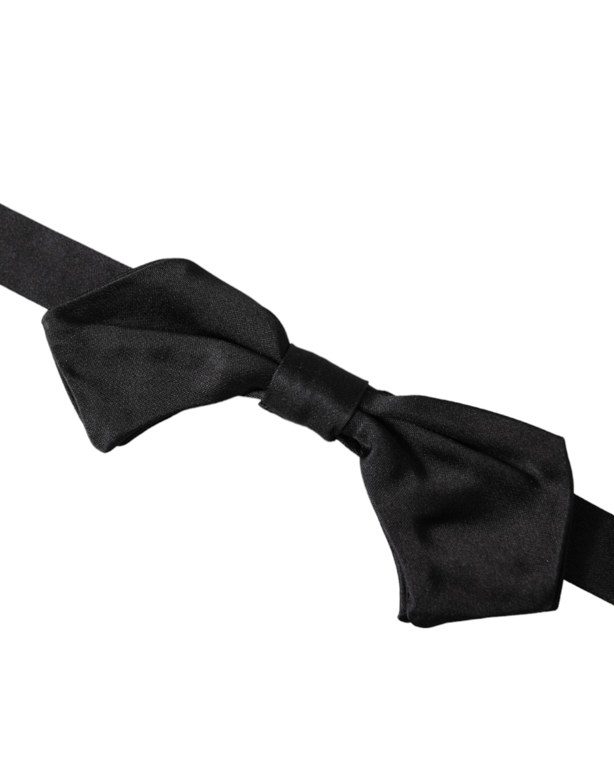 Dolce & Gabbana Dolce & Gabbana Black Satin Silk Adjustable Neck Men Bow Men's Tie
