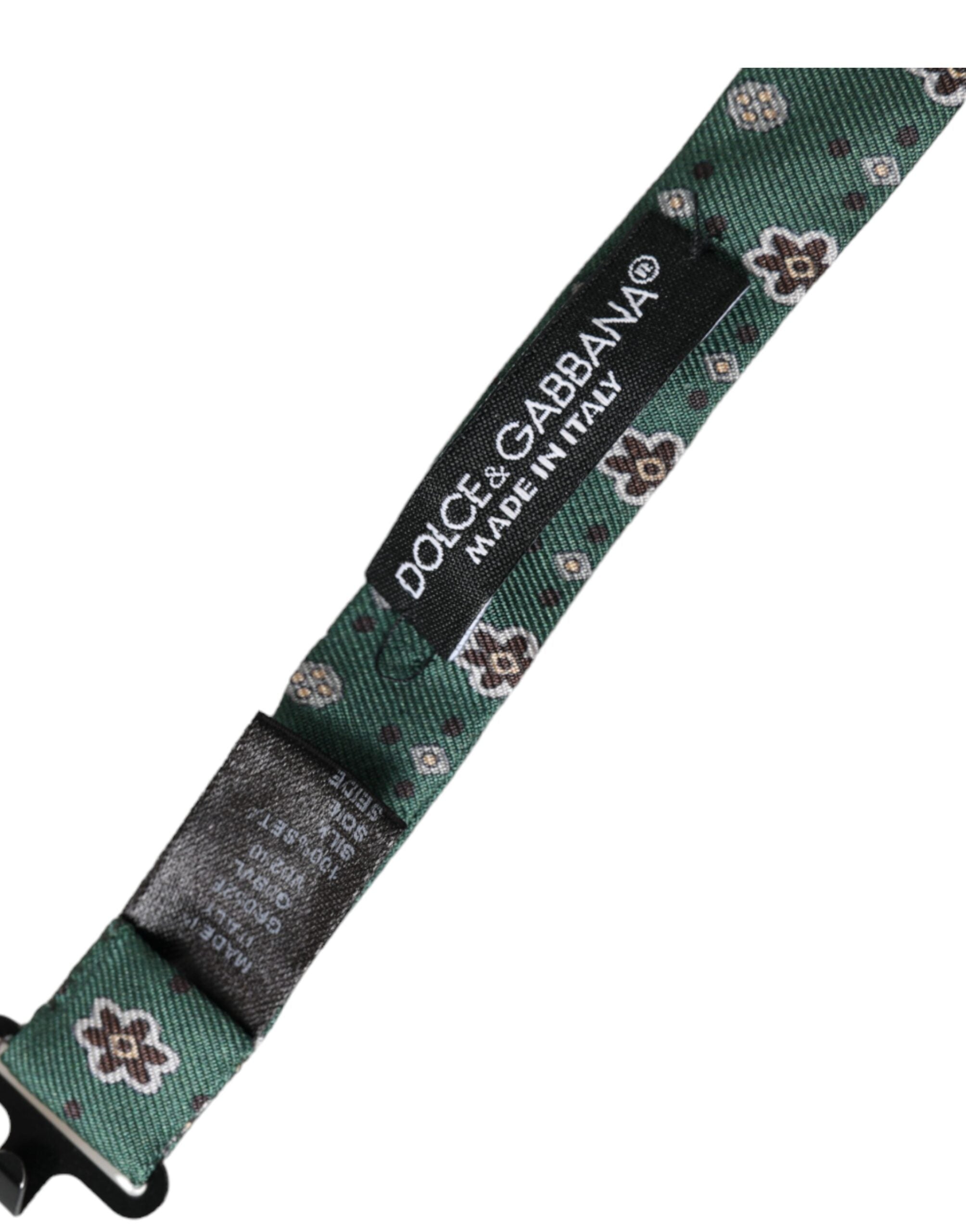 Dolce & Gabbana Dolce & Gabbana Mint Green Floral Adjustable Neck Men Bow Men's Tie