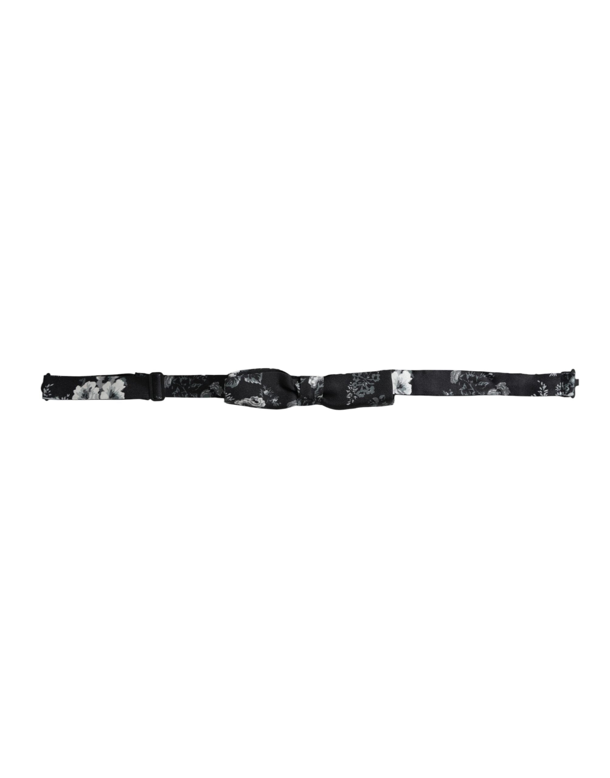 Dolce & Gabbana Dolce & Gabbana Black Floral Silk Adjustable Neck Men Bow Men's Tie