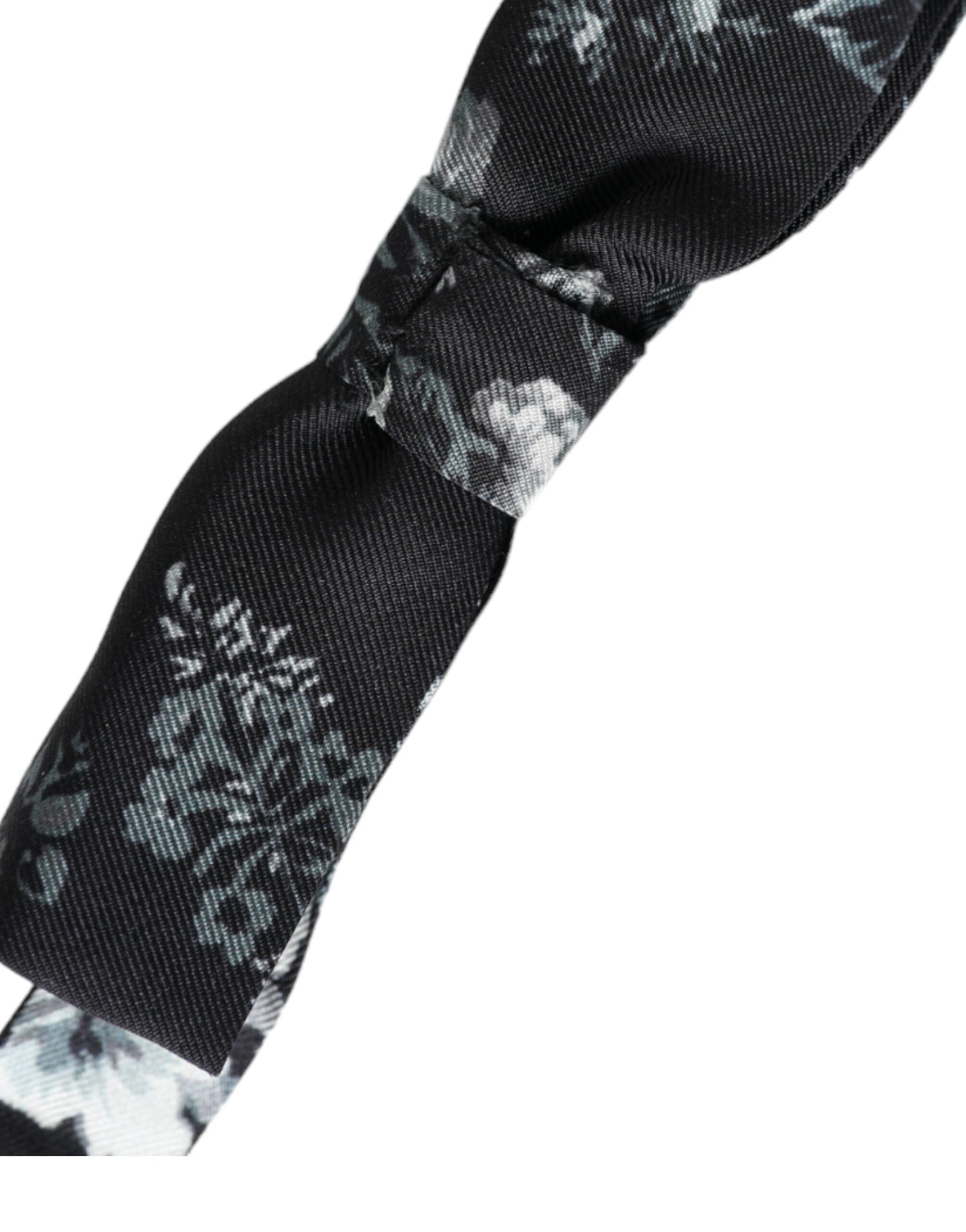 Dolce & Gabbana Dolce & Gabbana Black Floral Silk Adjustable Neck Men Bow Men's Tie