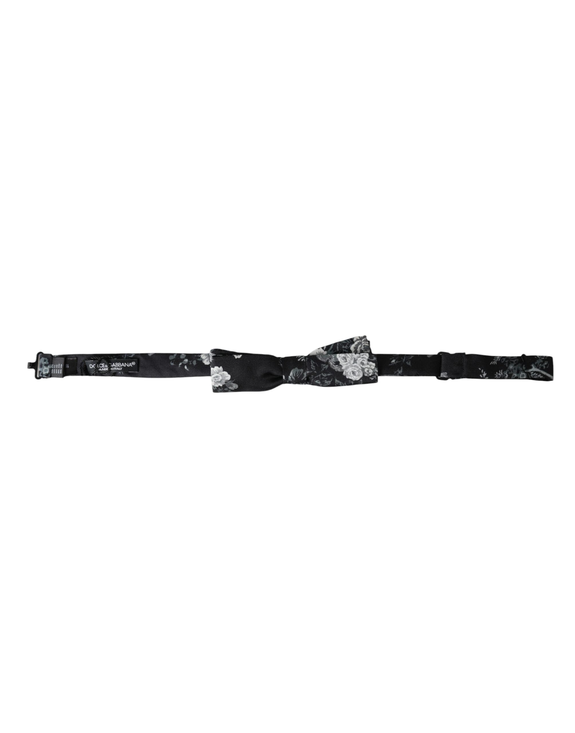 Dolce & Gabbana Dolce & Gabbana Black Floral Silk Adjustable Neck Men Bow Men's Tie