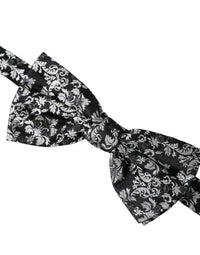 Dolce & Gabbana Dolce & Gabbana Black Floral Silk Adjustable Neck Men Bow Men's Tie