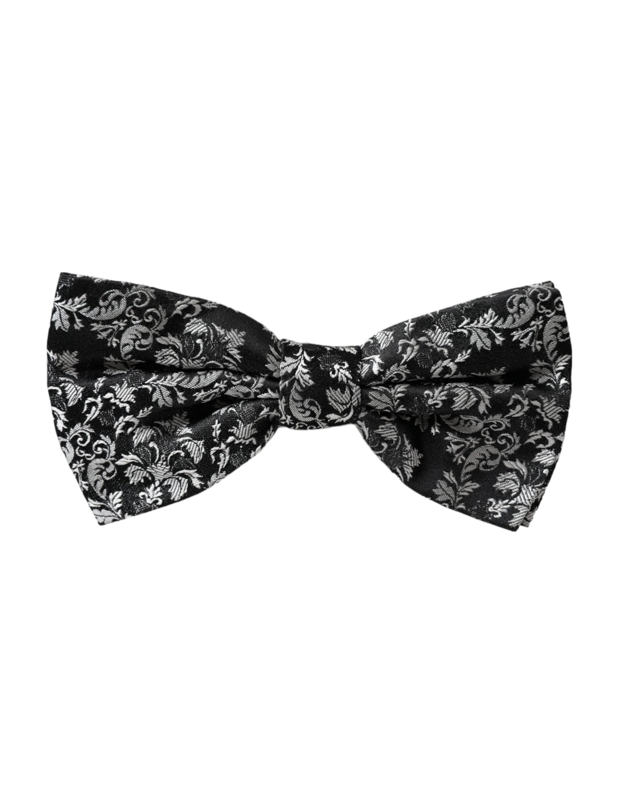 Dolce & Gabbana Dolce & Gabbana Black Floral Silk Adjustable Neck Men Bow Men's Tie