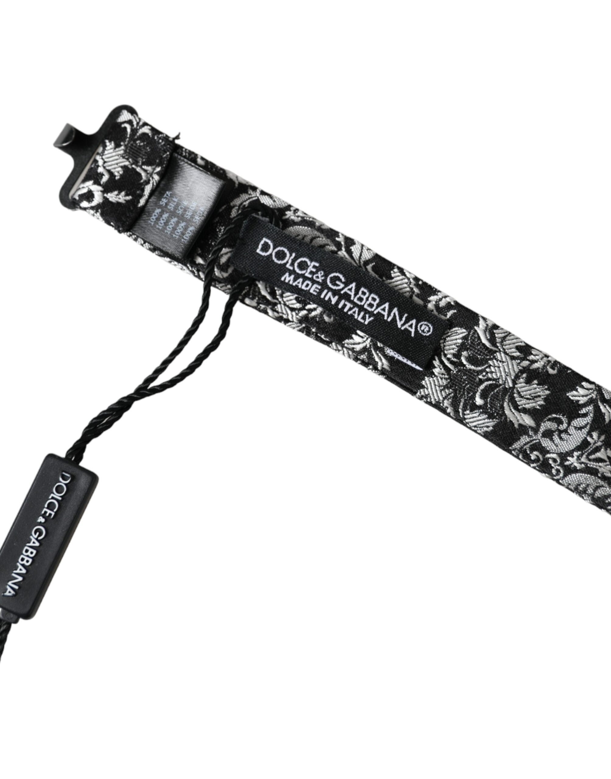 Dolce & Gabbana Dolce & Gabbana Black Floral Silk Adjustable Neck Men Bow Men's Tie