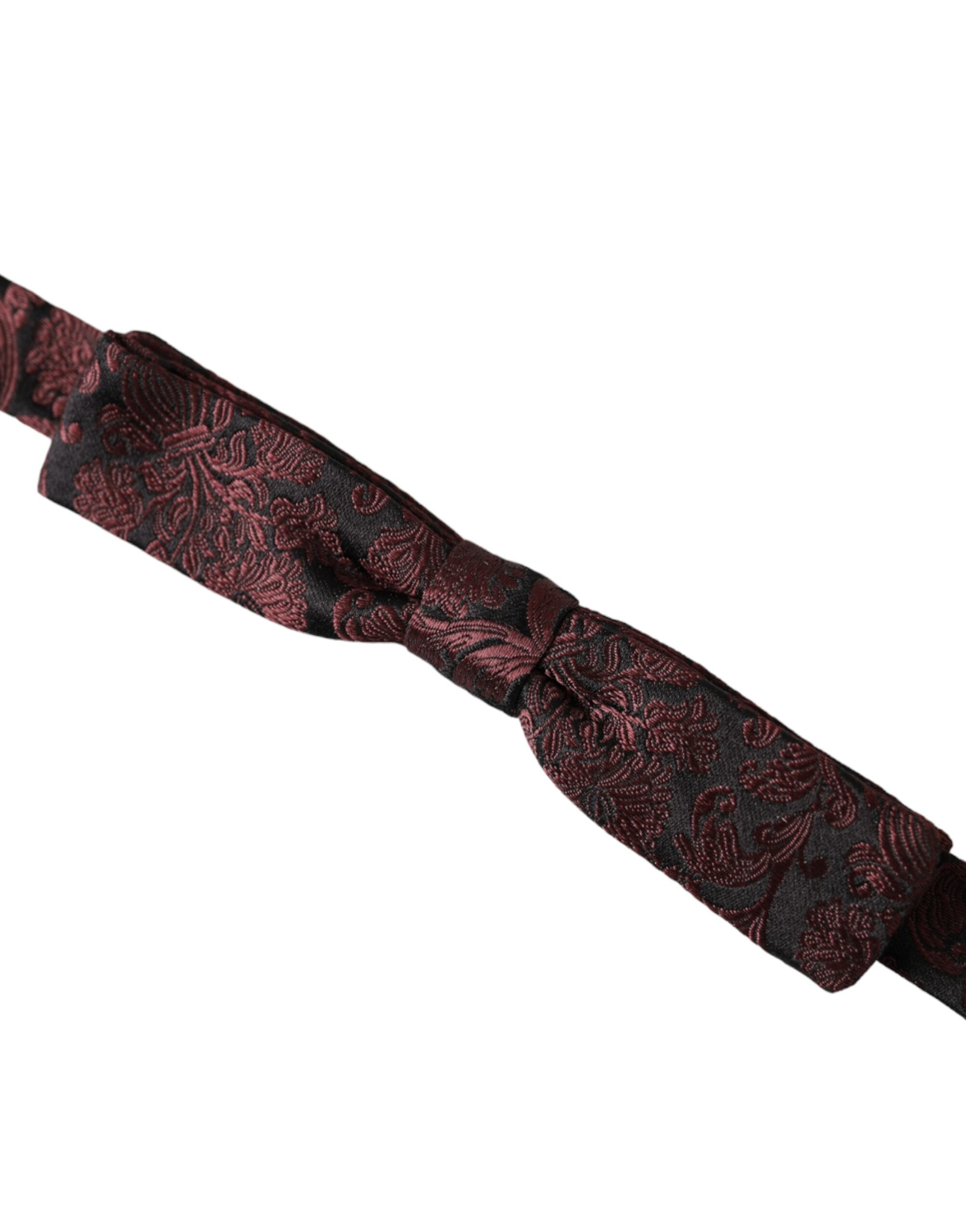 Dolce & Gabbana Dolce & Gabbana Maroon Floral Silk Adjustable Neck Men Bow Men's Tie