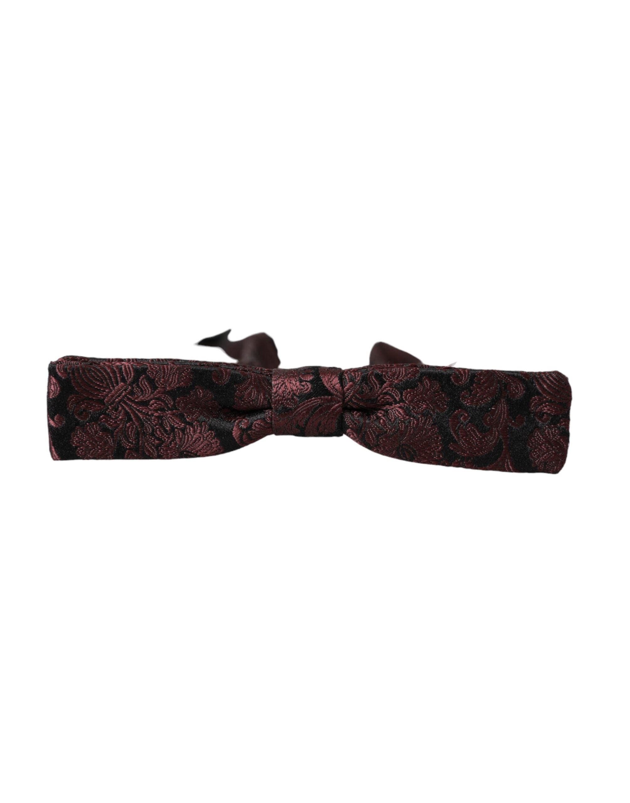 Dolce & Gabbana Dolce & Gabbana Maroon Floral Silk Adjustable Neck Men Bow Men's Tie