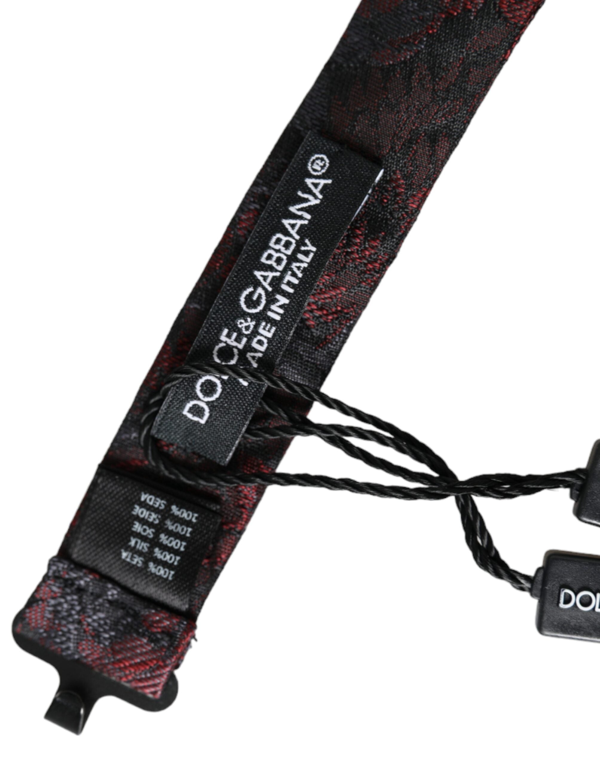 Dolce & Gabbana Dolce & Gabbana Red Black Floral Adjustable Neck Men Bow Men's Tie