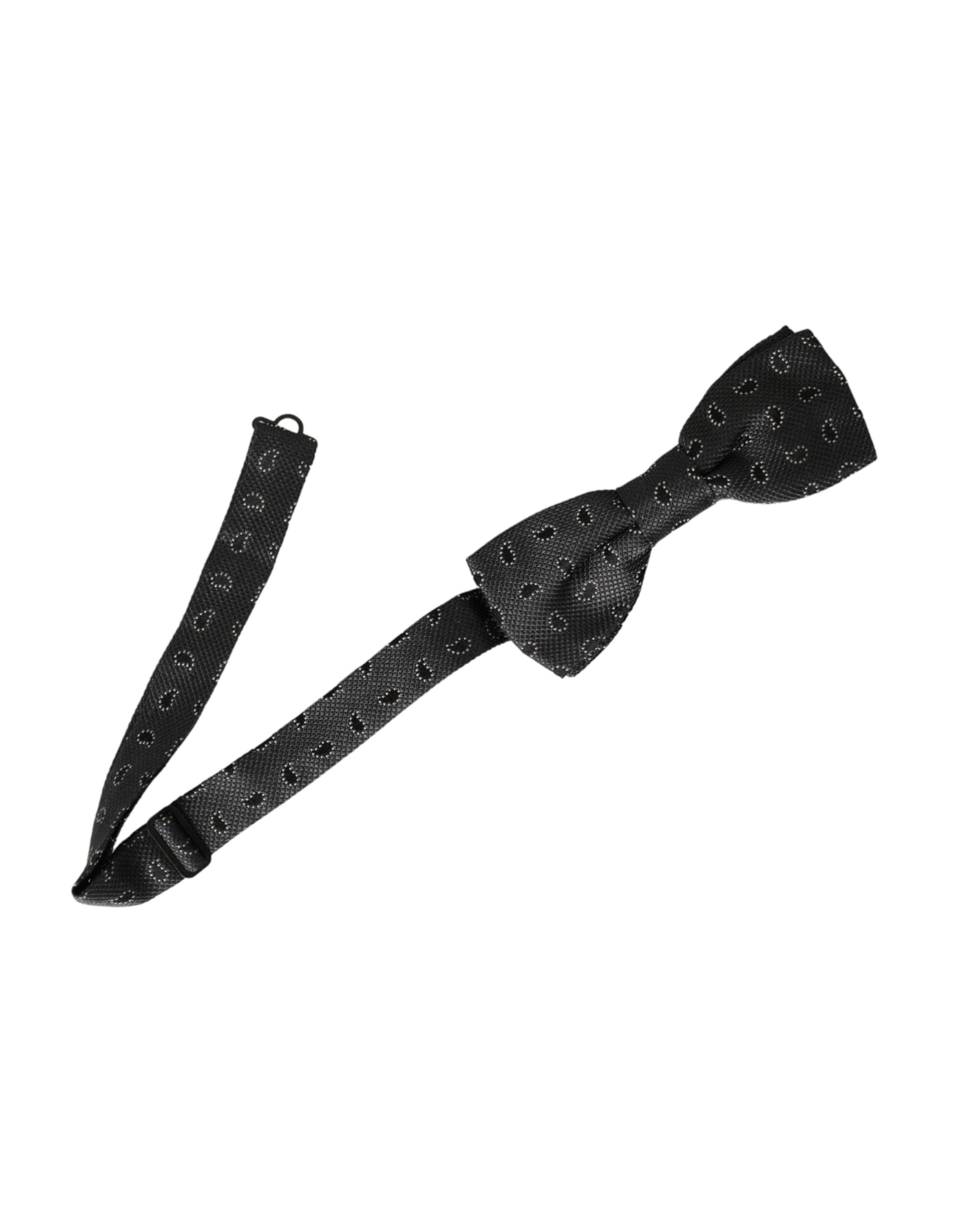 Dolce & Gabbana Dolce & Gabbana Black Silk Patterned Adjustable Neck Men Bow Men's Tie