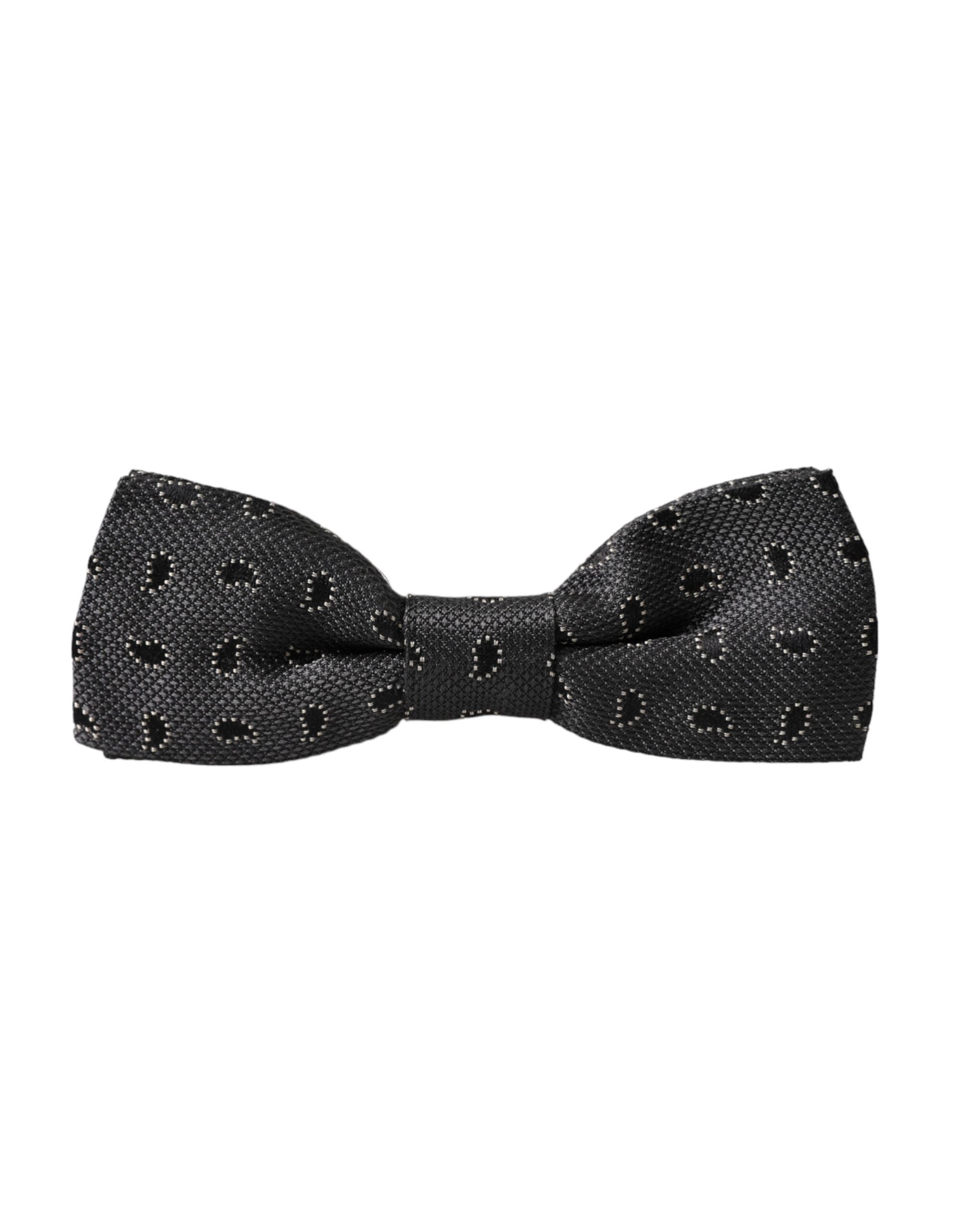 Dolce & Gabbana Dolce & Gabbana Black Silk Patterned Adjustable Neck Men Bow Men's Tie