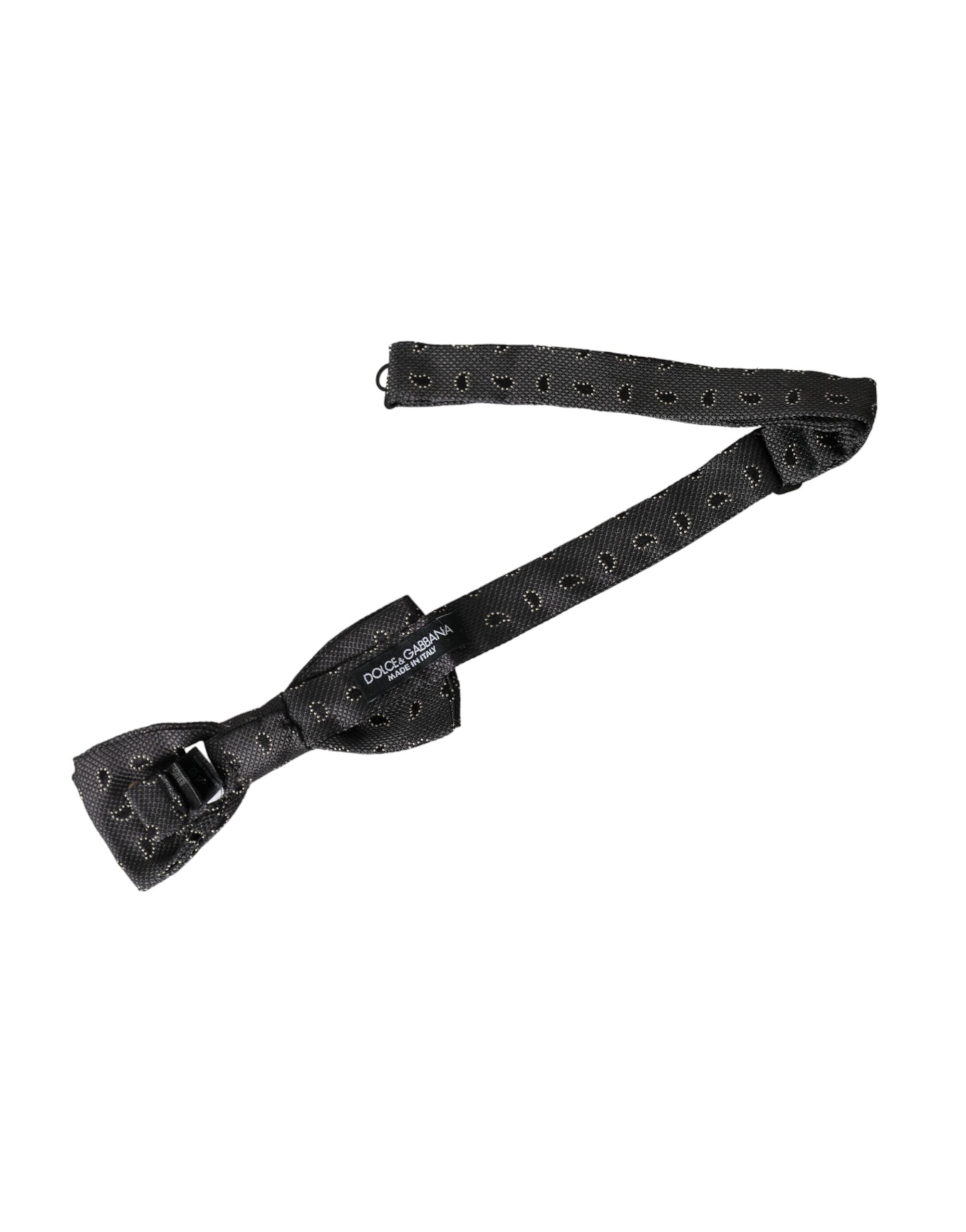 Dolce & Gabbana Dolce & Gabbana Black Silk Patterned Adjustable Neck Men Bow Men's Tie