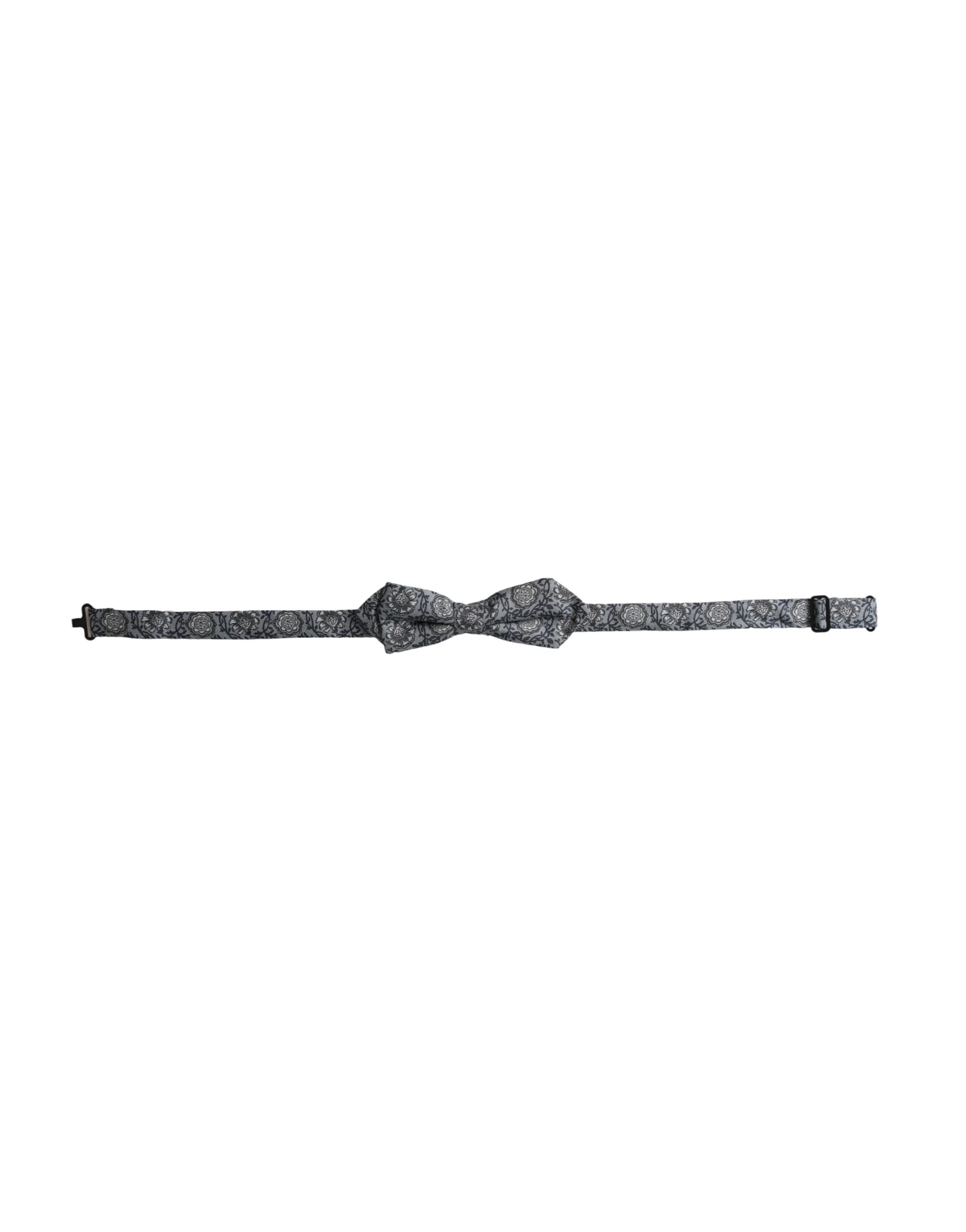 Dolce & Gabbana Dolce & Gabbana Gray Silk Patterned Adjustable Neck Men Bow Men's Tie