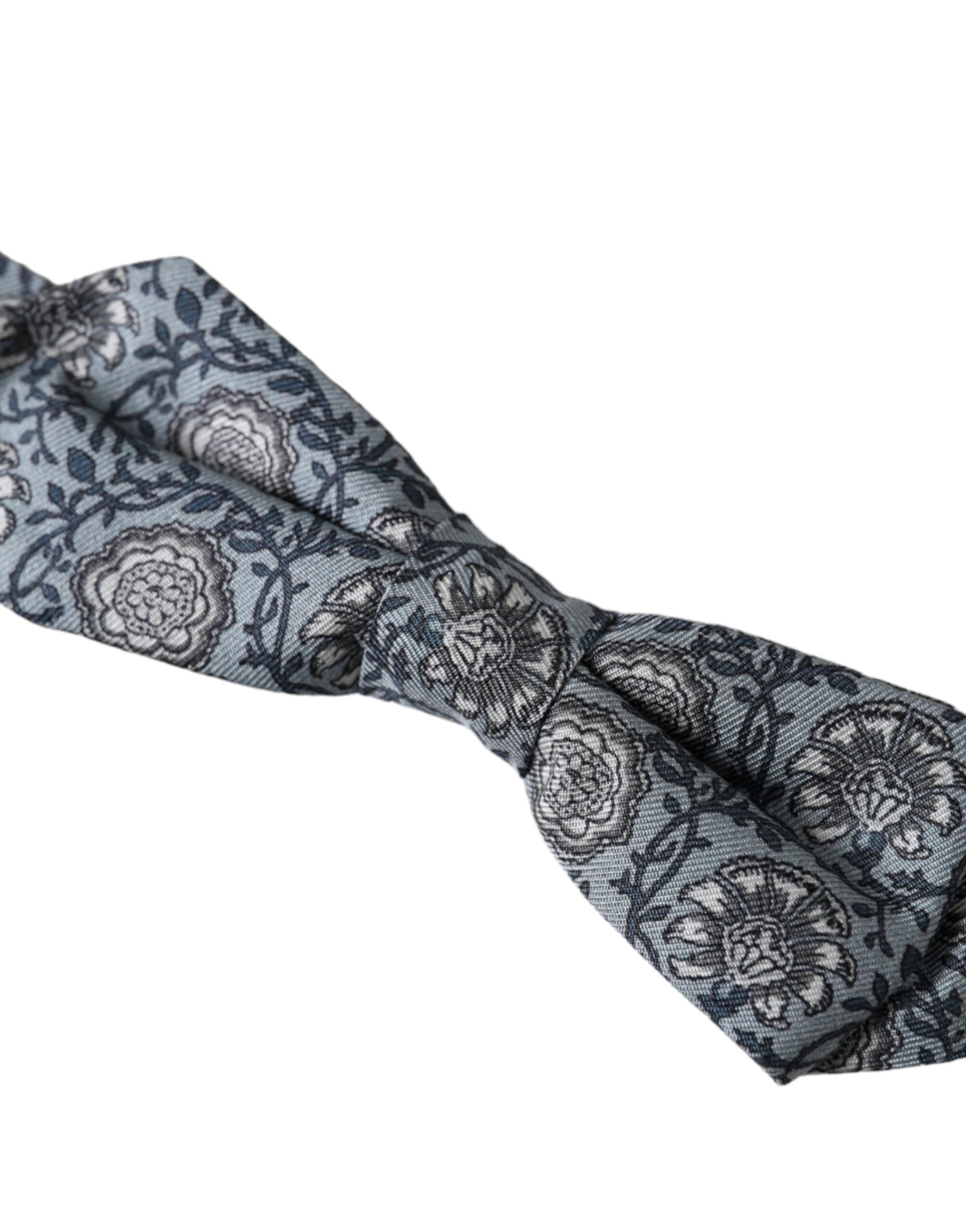 Dolce & Gabbana Dolce & Gabbana Gray Silk Patterned Adjustable Neck Men Bow Men's Tie