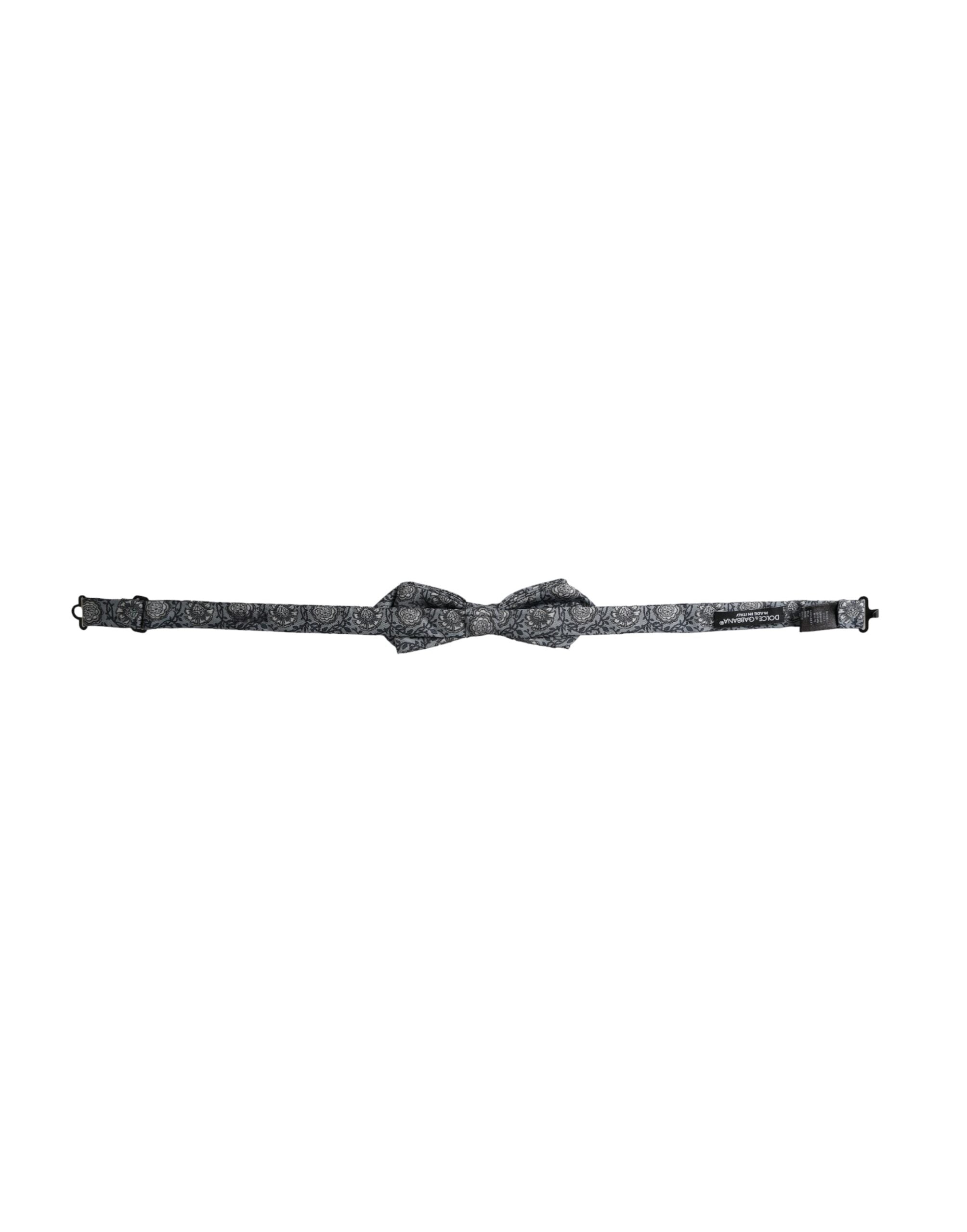 Dolce & Gabbana Dolce & Gabbana Gray Silk Patterned Adjustable Neck Men Bow Men's Tie