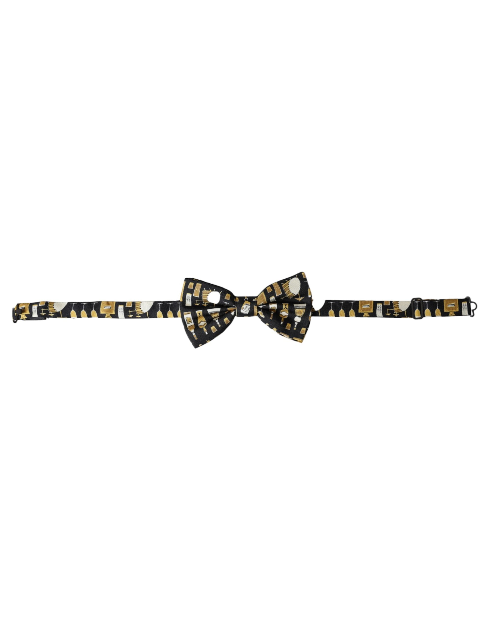 Dolce & Gabbana Dolce & Gabbana Black Silk Cocktail Adjustable Neck Men Bow Men's Tie
