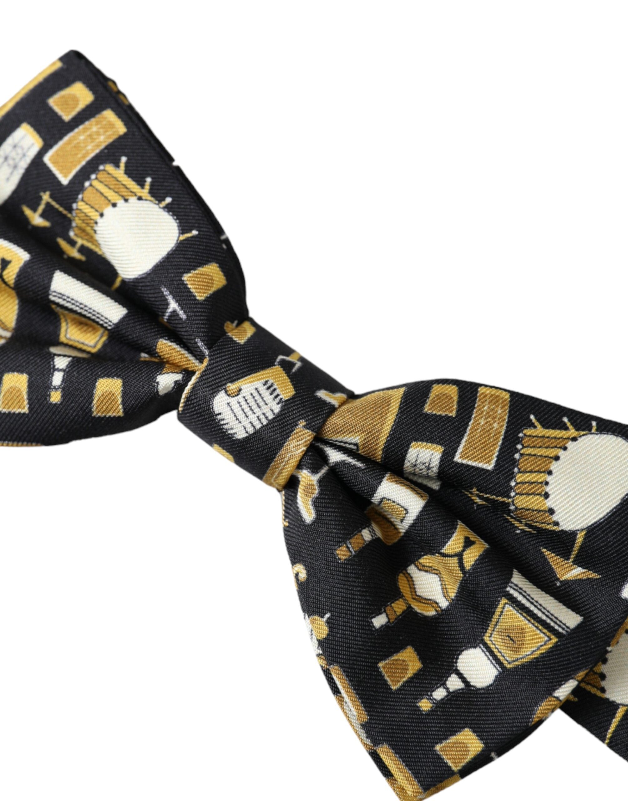 Dolce & Gabbana Dolce & Gabbana Black Silk Cocktail Adjustable Neck Men Bow Men's Tie