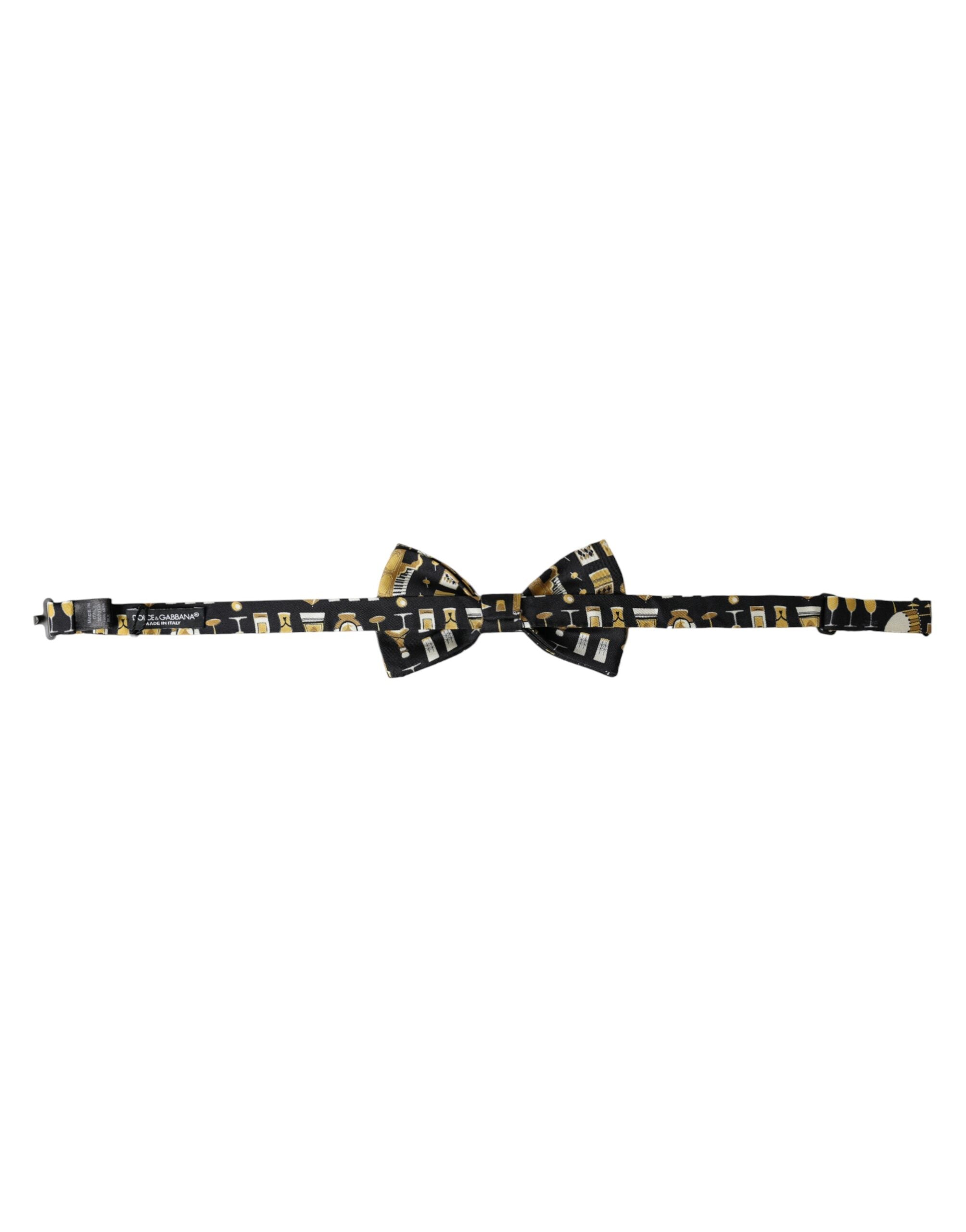 Dolce & Gabbana Dolce & Gabbana Black Silk Cocktail Adjustable Neck Men Bow Men's Tie