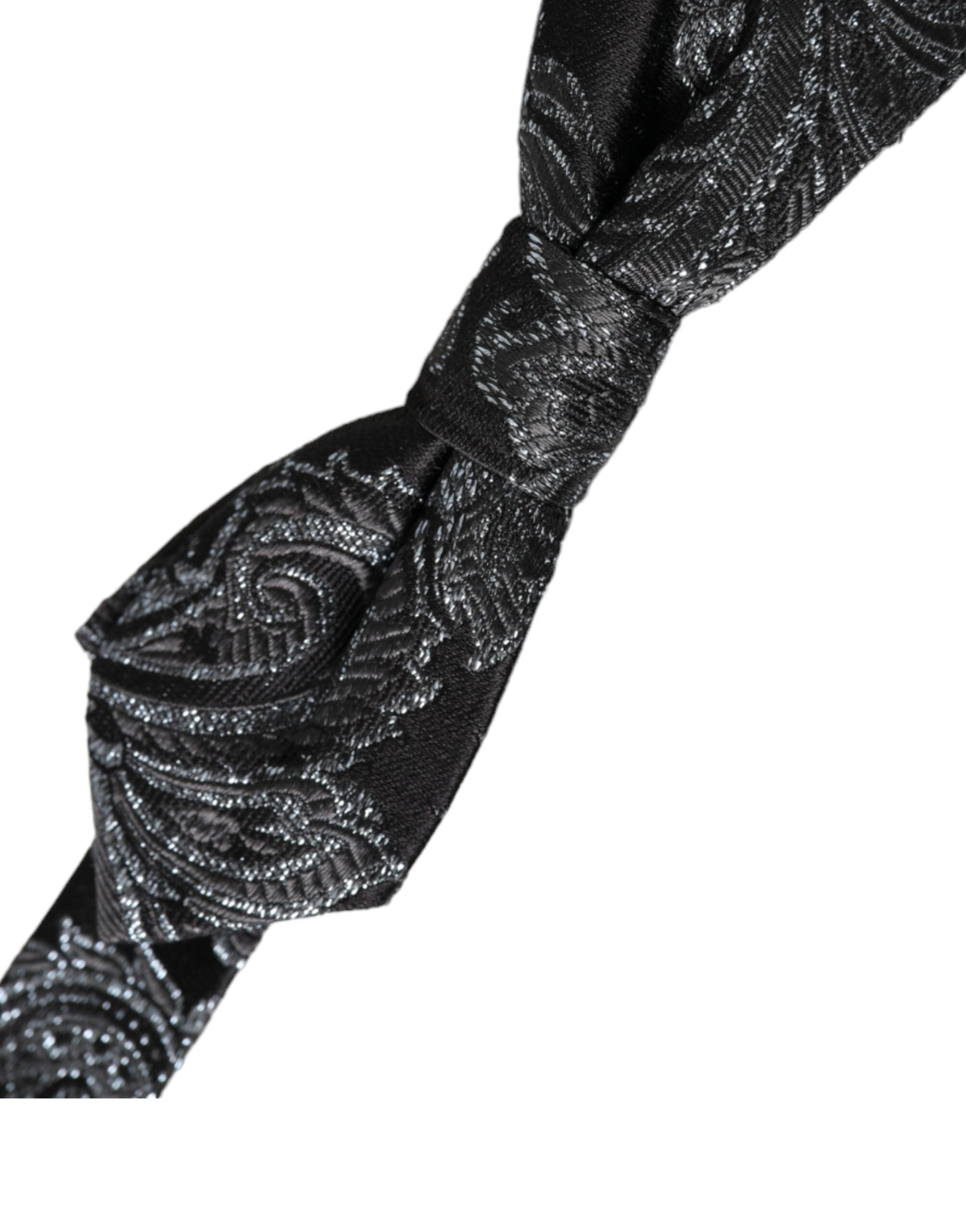 Dolce & Gabbana Dolce & Gabbana Black Silk Jacquard Adjustable Neck Men Bow Men's Tie