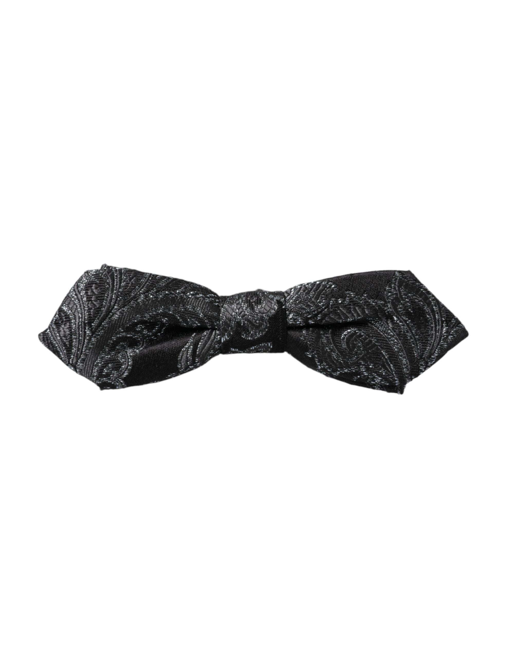 Dolce & Gabbana Dolce & Gabbana Black Silk Jacquard Adjustable Neck Men Bow Men's Tie