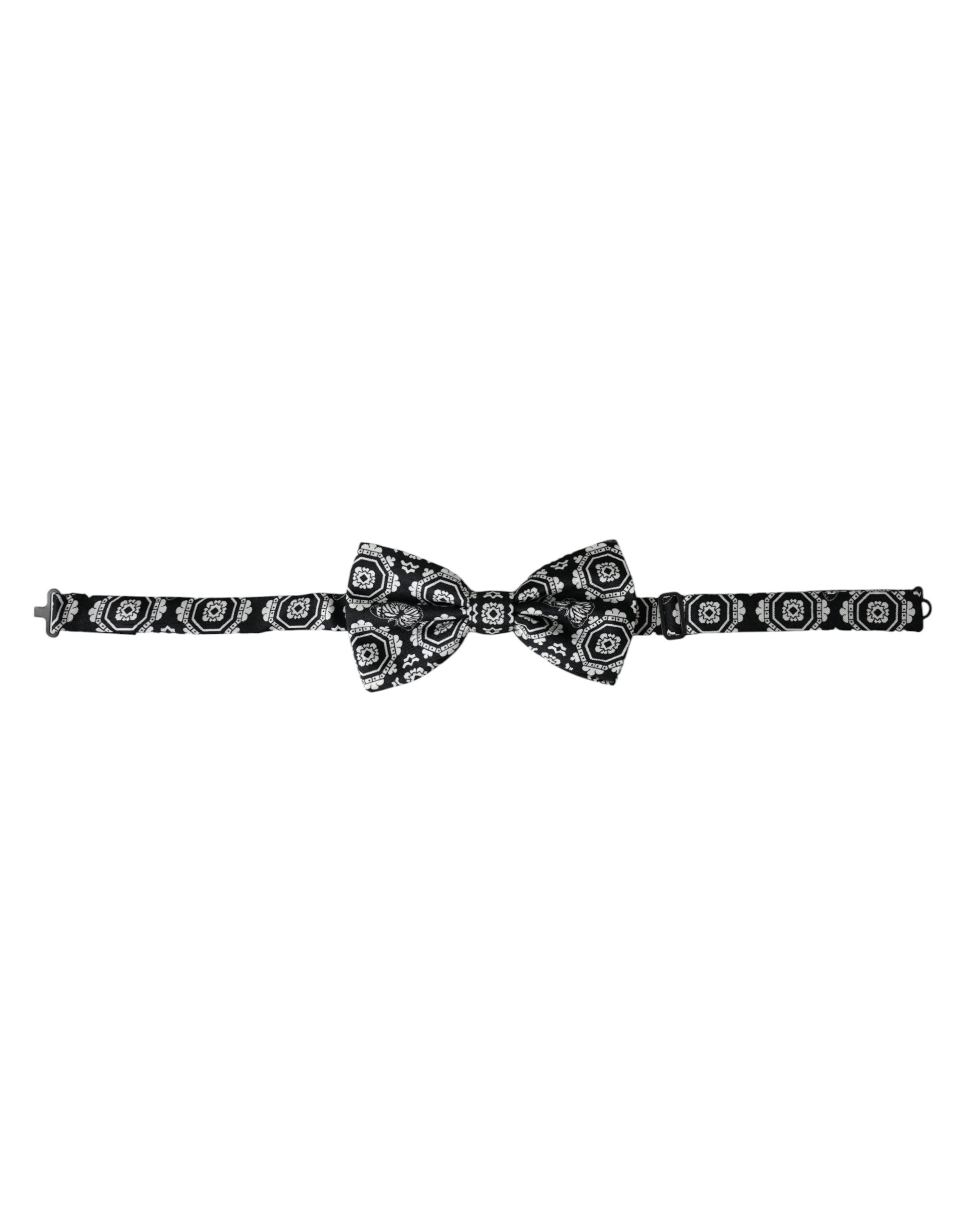 Dolce & Gabbana Dolce & Gabbana Black White Printed Adjustable Neck Men Bow Men's Tie