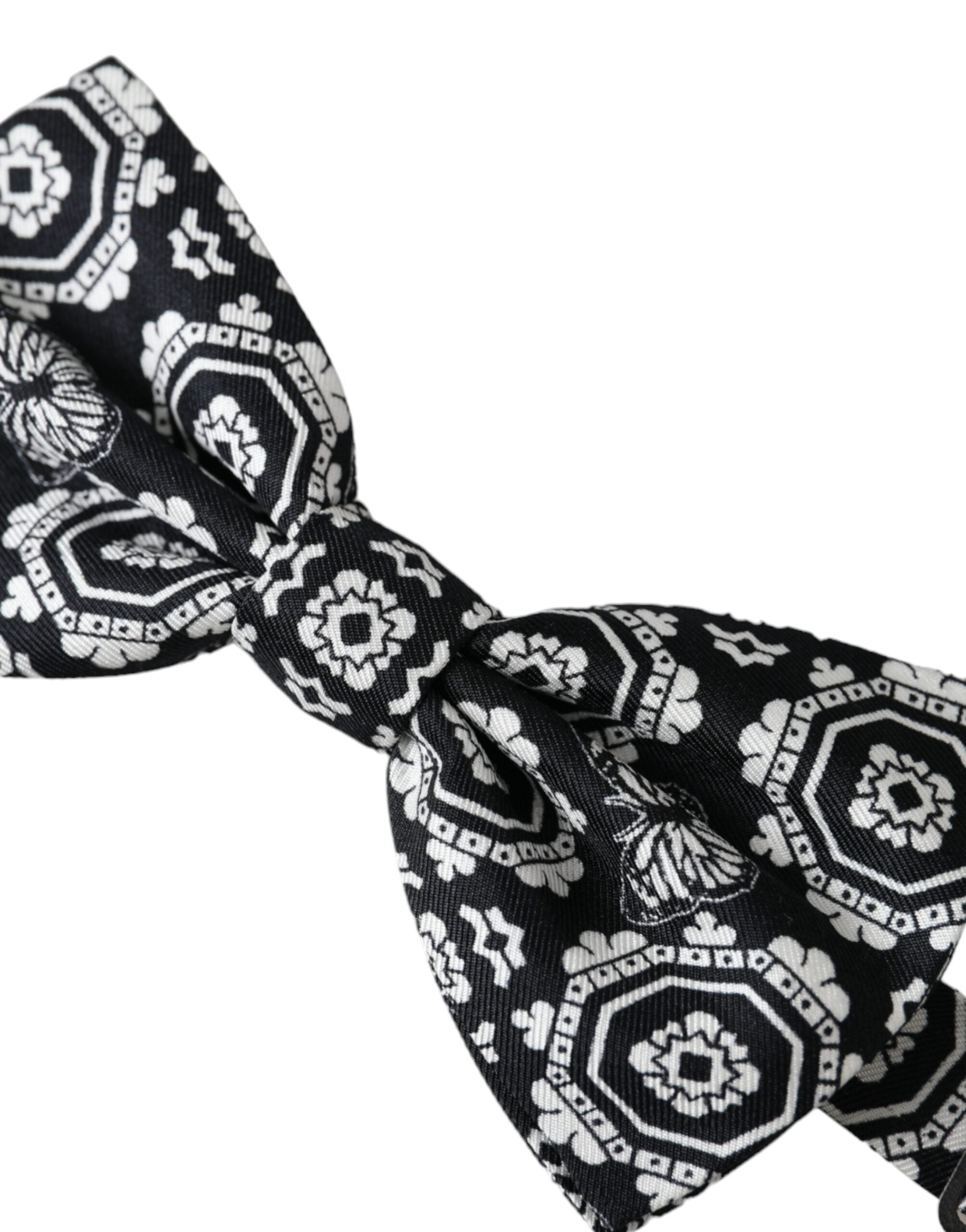 Dolce & Gabbana Dolce & Gabbana Black White Printed Adjustable Neck Men Bow Men's Tie