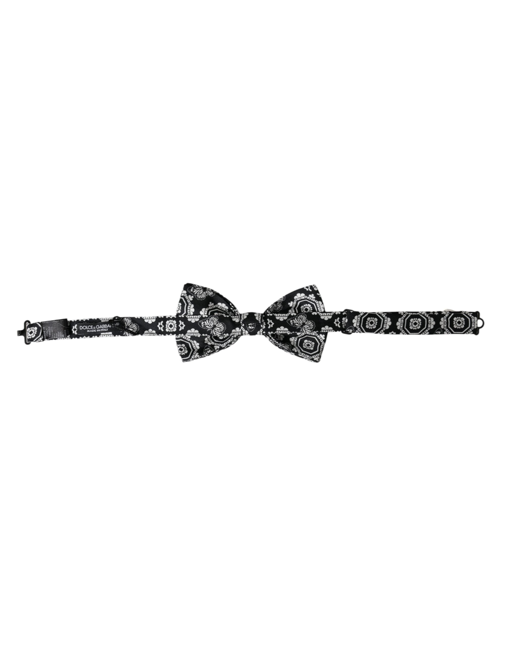Dolce & Gabbana Dolce & Gabbana Black White Printed Adjustable Neck Men Bow Men's Tie