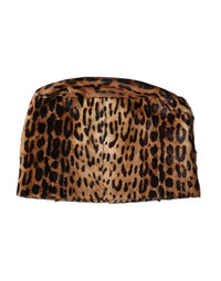 Dolce & Gabbana Brown Leopard Fur Women Bucket Women's Hat