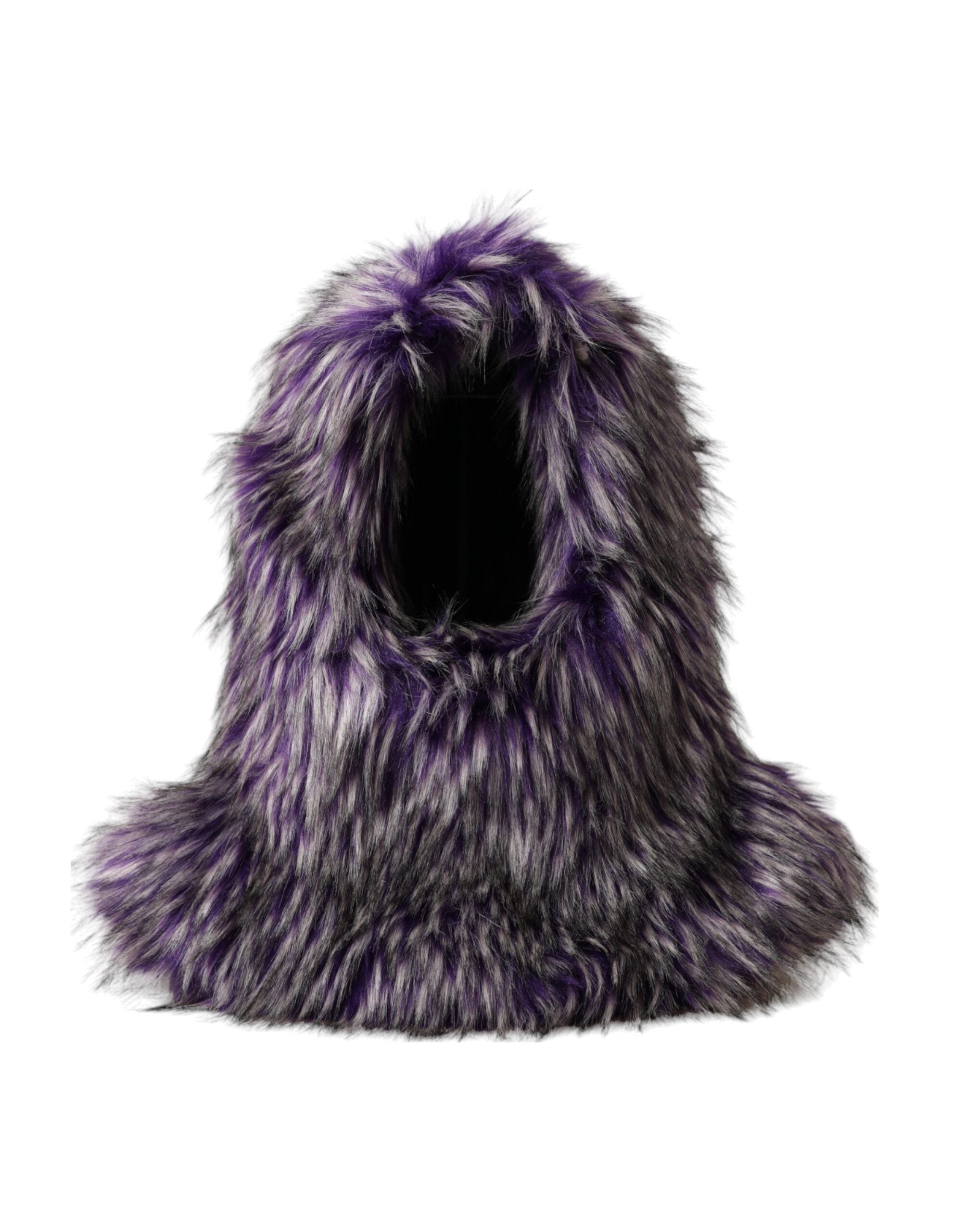 Dolce & Gabbana Purple Faux Fur Whole Head Wrap Women's Hat