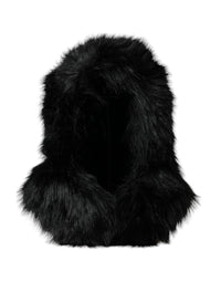 Dolce & Gabbana Black Faux Fur Whole Head Wrap Women's Hat