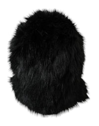 Dolce & Gabbana Black Faux Fur Whole Head Wrap Women's Hat