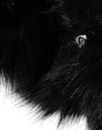 Dolce & Gabbana Black Faux Fur Whole Head Wrap Women's Hat