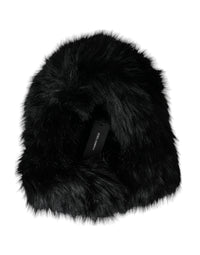 Dolce & Gabbana Black Faux Fur Whole Head Wrap Women's Hat