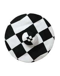 Dolce & Gabbana Black White Checkered Wide Brim Floppy Women's Hat