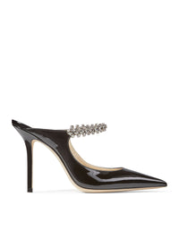 JIMMY CHOO Jimmy Choo Women Bing 100 Black Patent Leather Clog With Crystal Strap