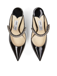 JIMMY CHOO Jimmy Choo Women Bing 100 Black Patent Leather Clog With Crystal Strap