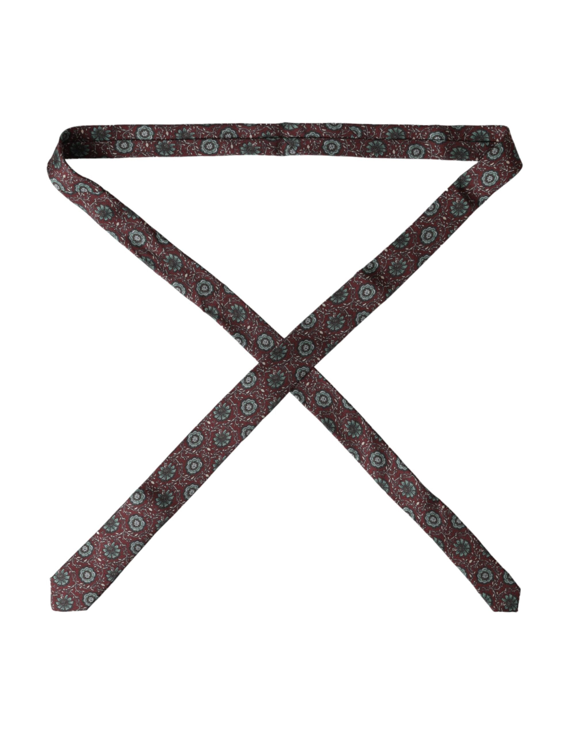 Dolce & Gabbana Dolce & Gabbana Maroon Floral 100% Silk Adjustable Men Men's Tie