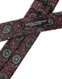 Dolce & Gabbana Dolce & Gabbana Maroon Floral 100% Silk Adjustable Men Men's Tie
