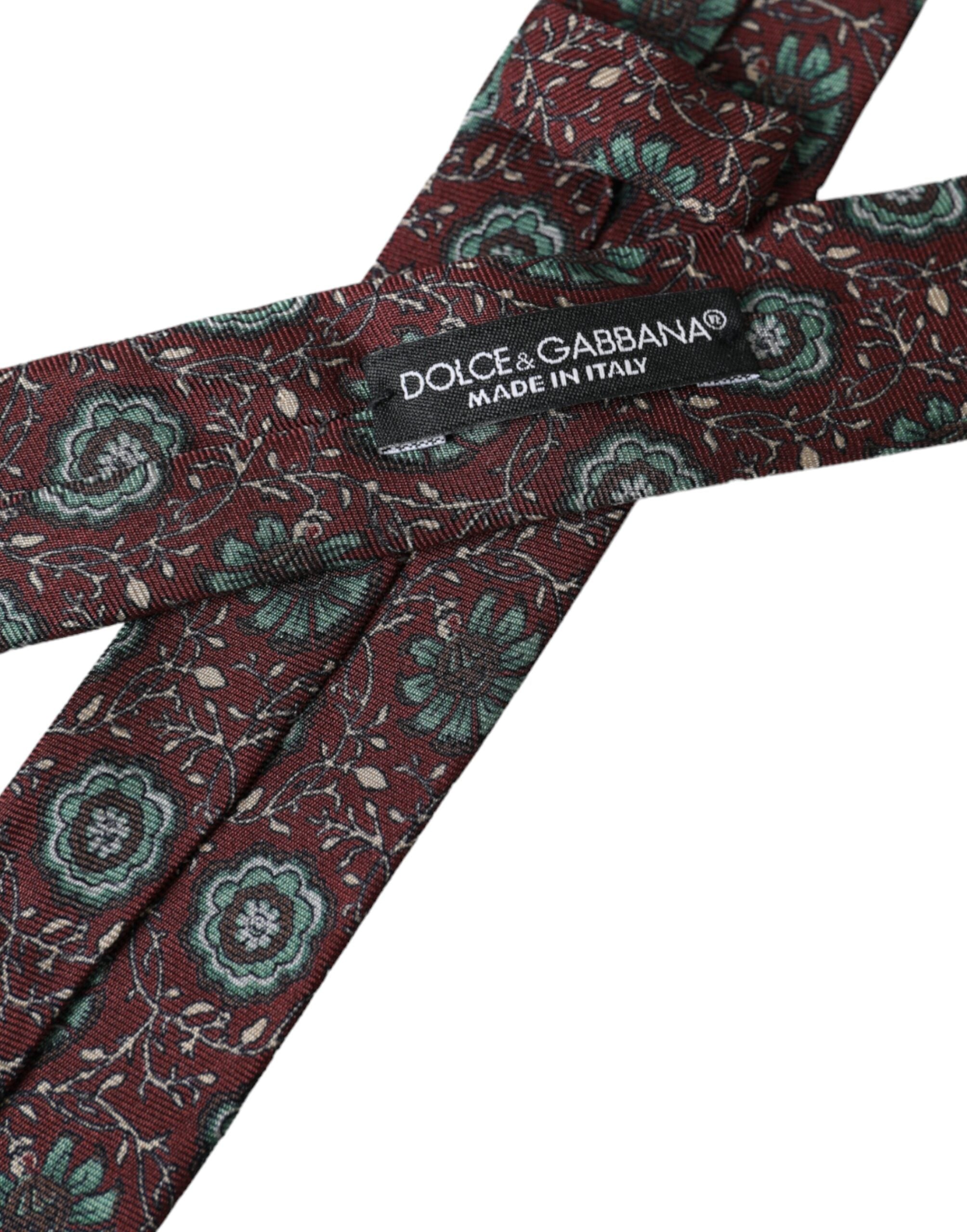 Dolce & Gabbana Dolce & Gabbana Maroon Floral 100% Silk Adjustable Men Men's Tie