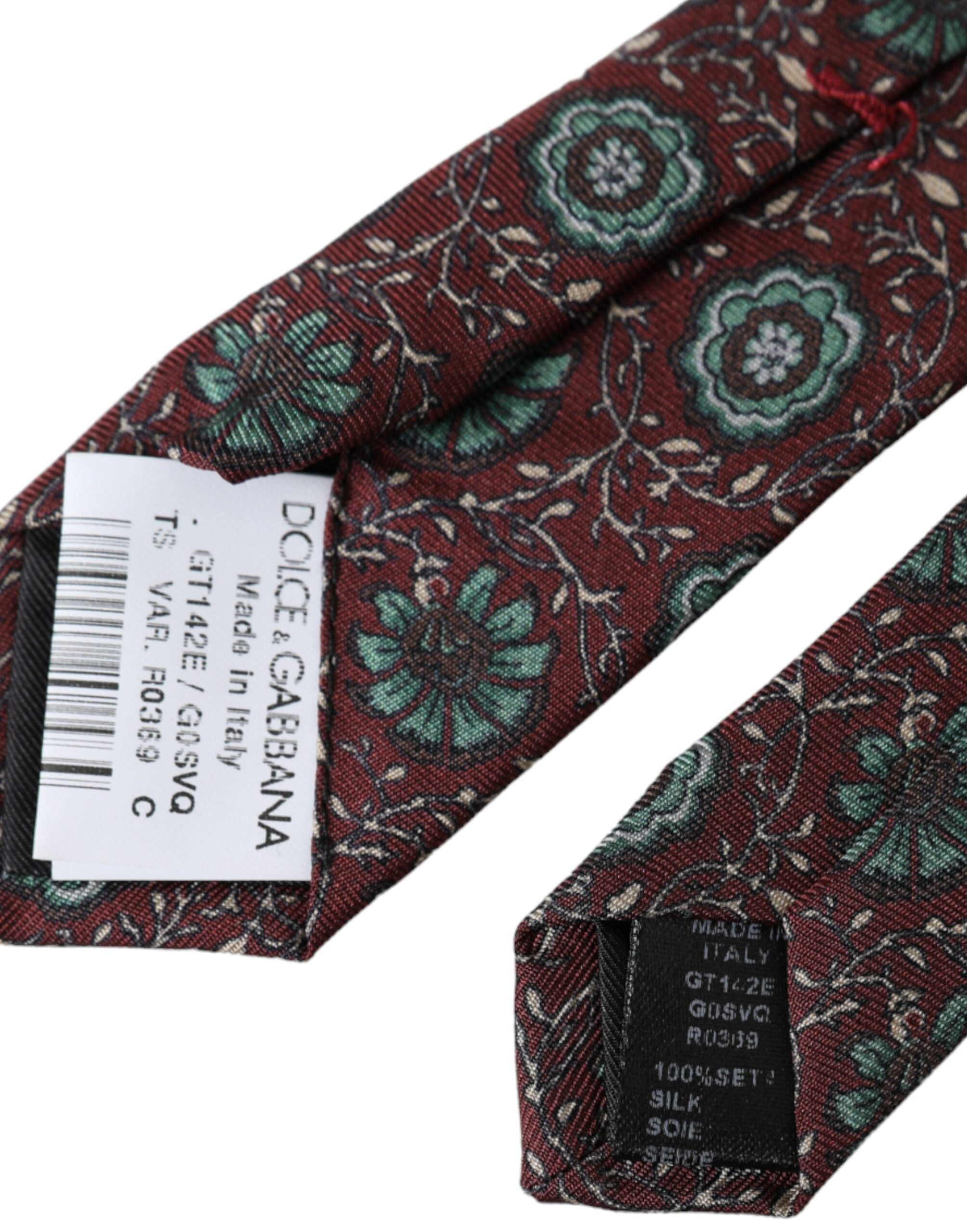 Dolce & Gabbana Dolce & Gabbana Maroon Floral 100% Silk Adjustable Men Men's Tie